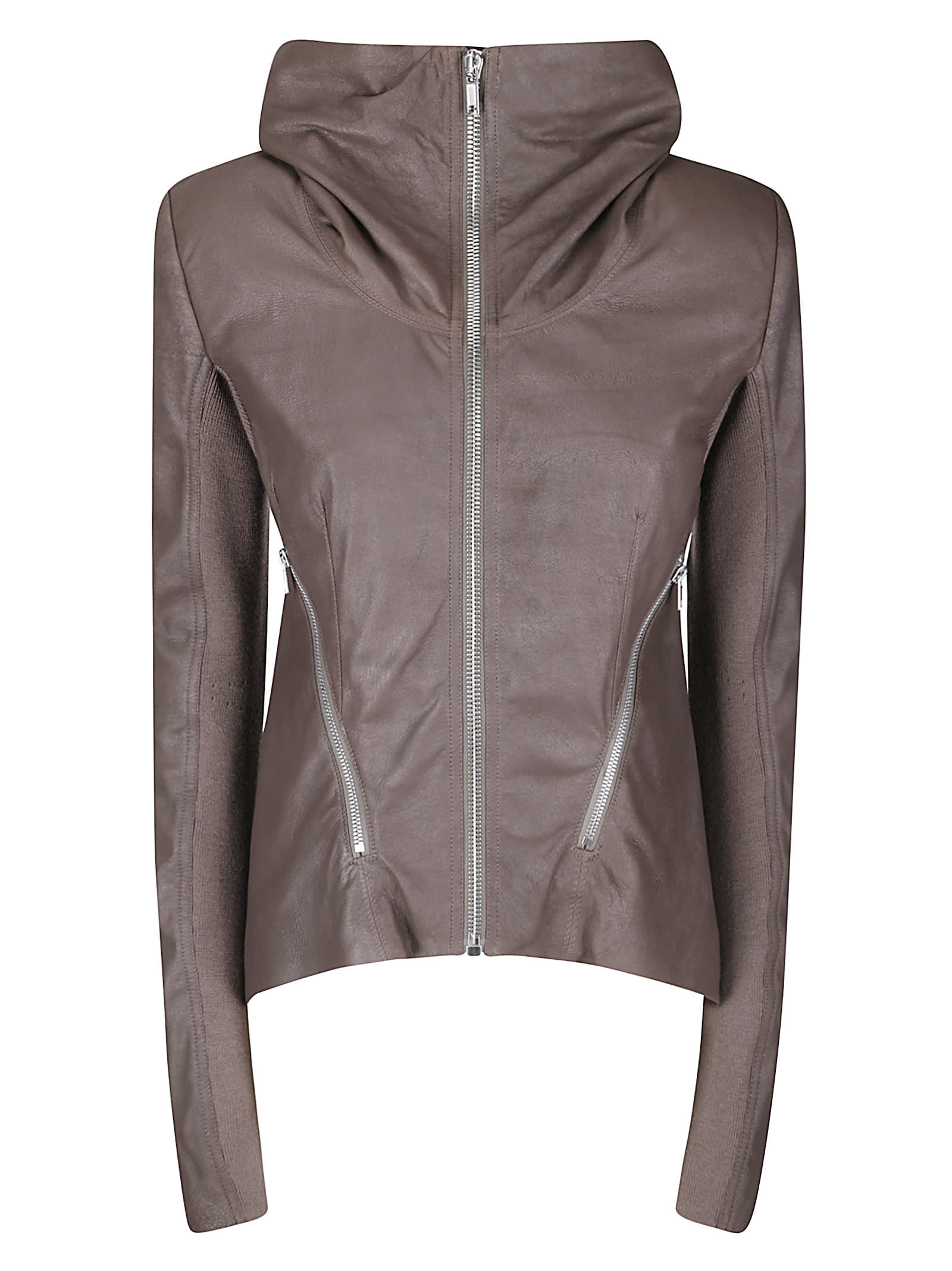 Rick Owens Tailored Brown Lamb Leather Jacket With Padded Shoulders In Brown