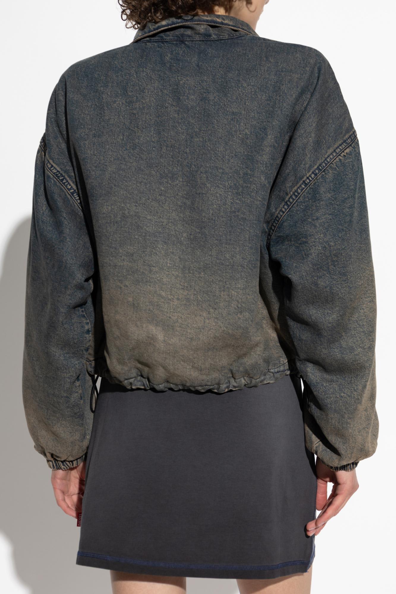 Diesel Denim Jacket `de-flower-s` In Gray