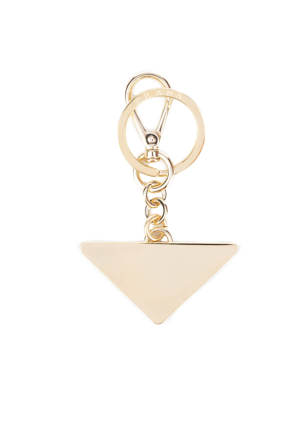 Prada Women Portachiavi Logo Triangolo Saffiano In Nero Oro