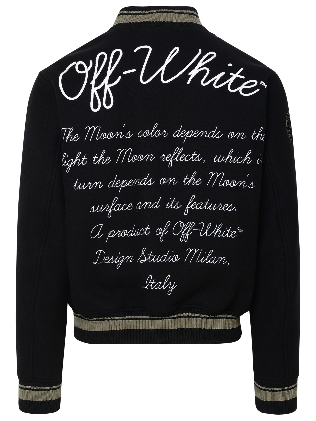 Shop Off-white Vars Moon Bomber Jacket In Black Virgin Wool Blend In Black White