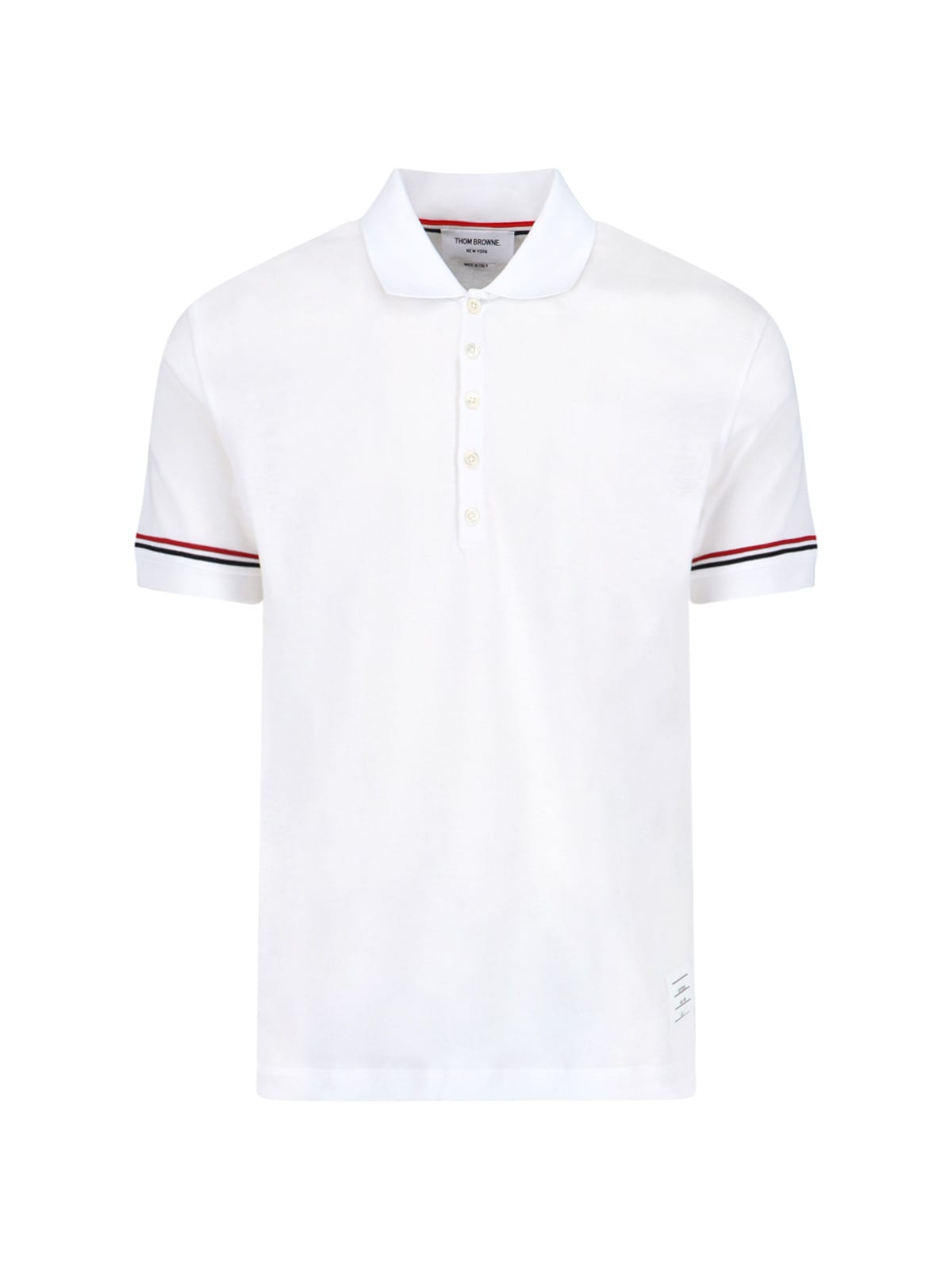 Shop Thom Browne Tricolor Detail Polo Shirt In White