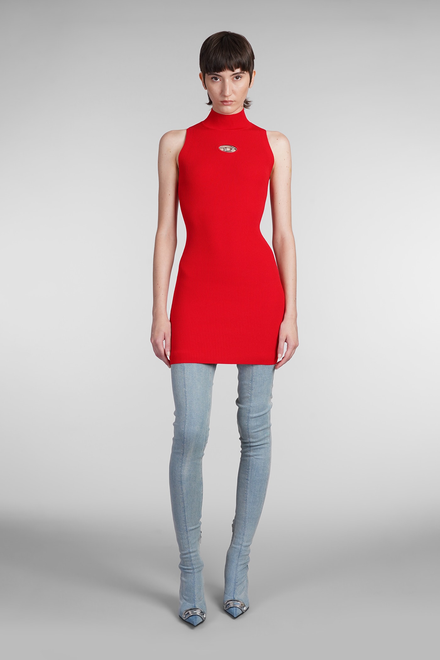 Shop Diesel M Onervax Dress In Red Rayon