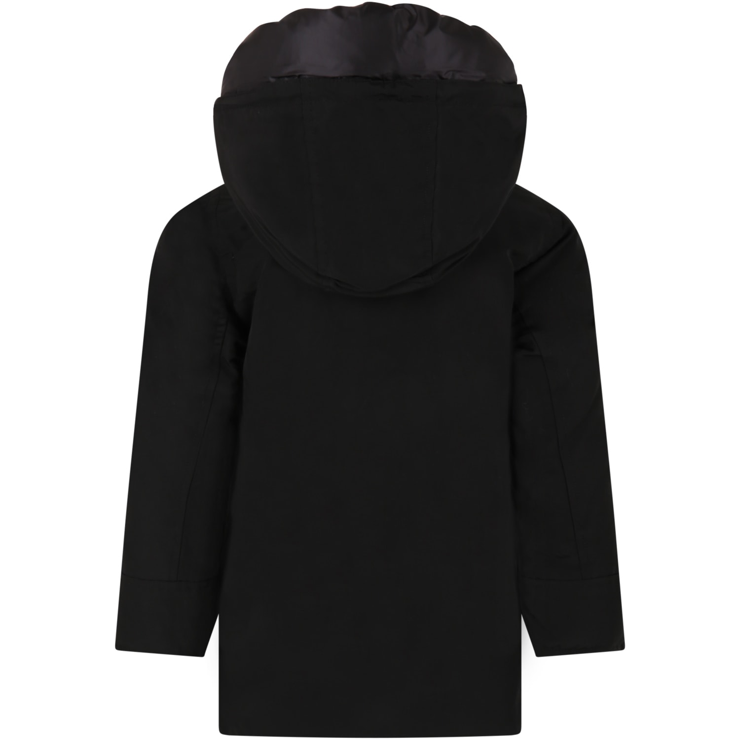 Woolrich Black Arctic Parka Jacket For Girl In Black