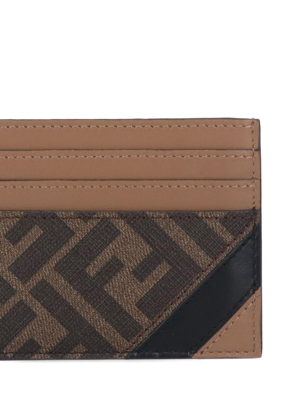 Shop Fendi Diagonal Card Holder In Marrone