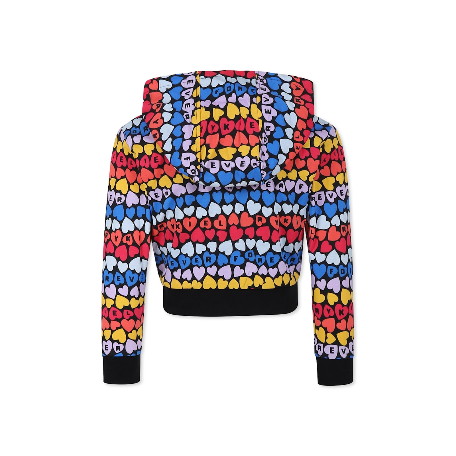 Rykiel Enfant Multicolor Crop Sweatshirt For Girl With Hearts In Multicolor