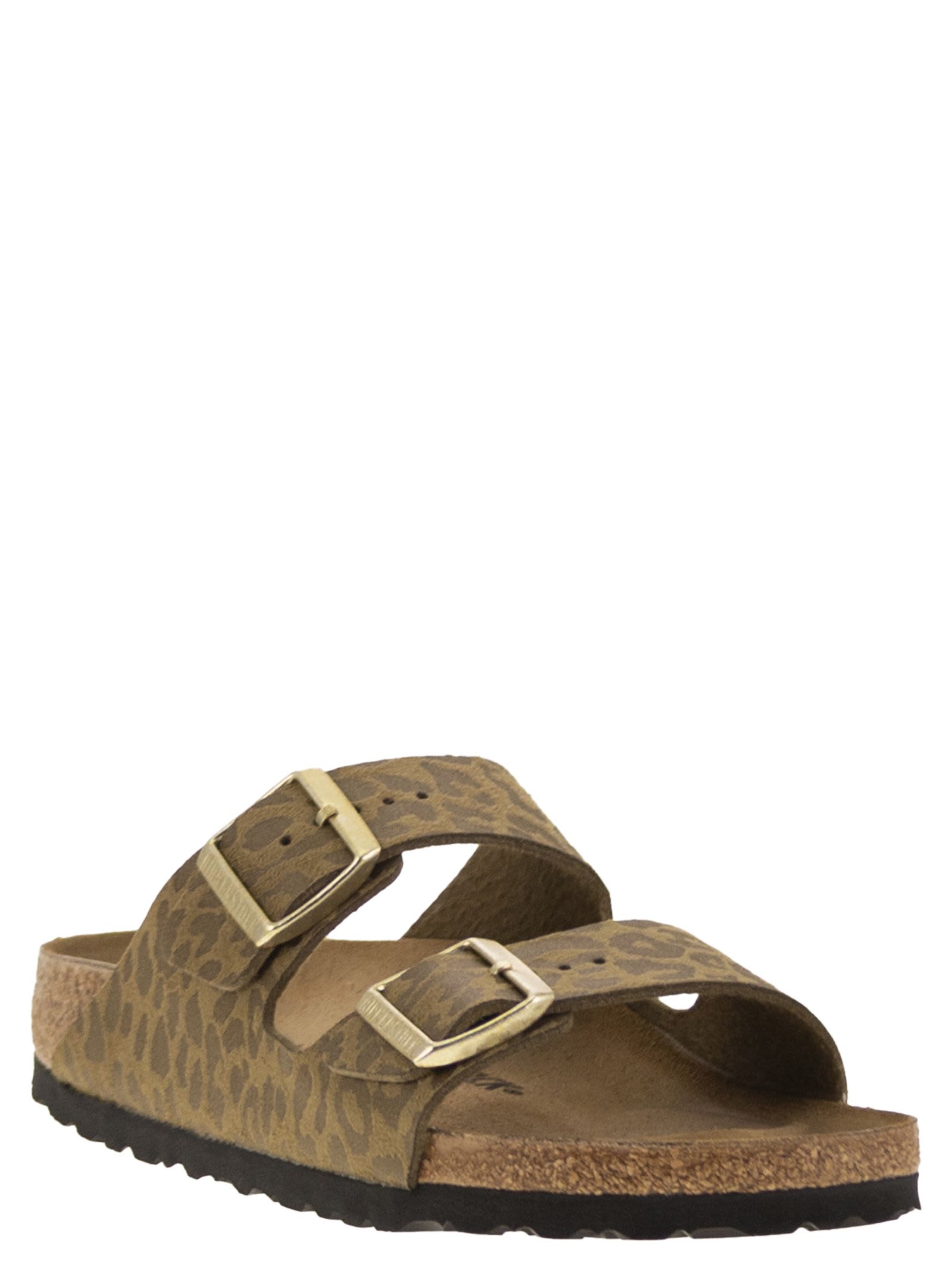 Birkenstock Arizona Leo - Sandal With Buckles And Animal Print In Brown