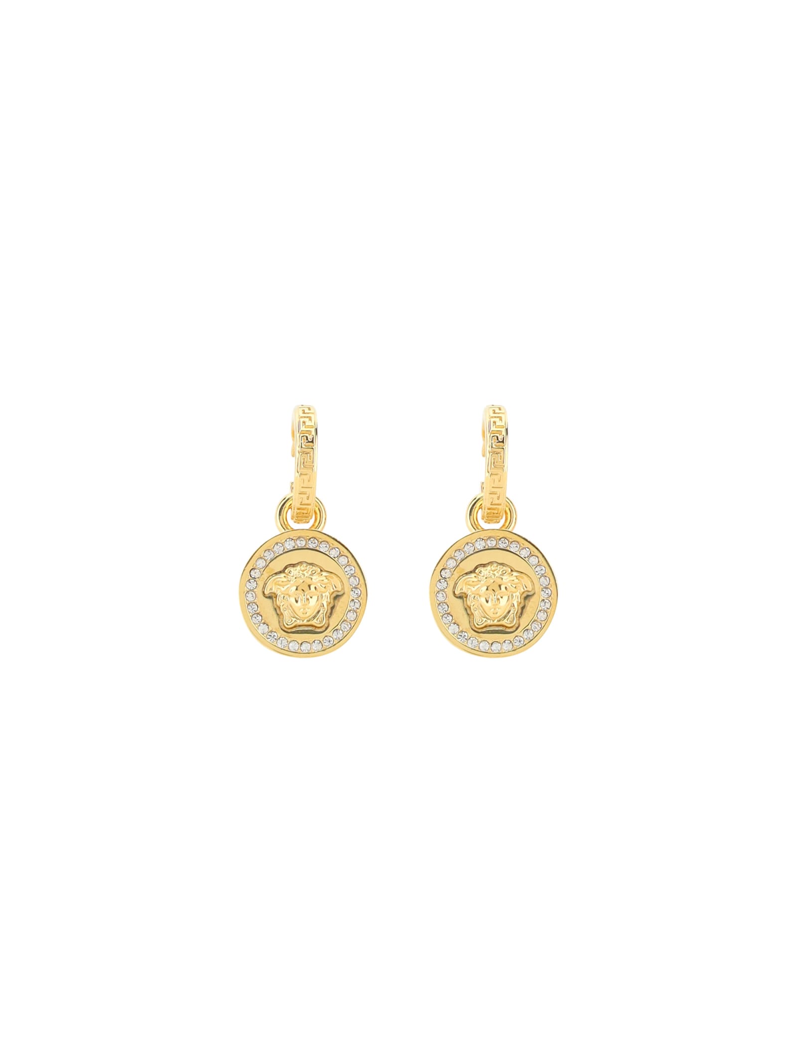 Shop Versace Earrings In White-gold