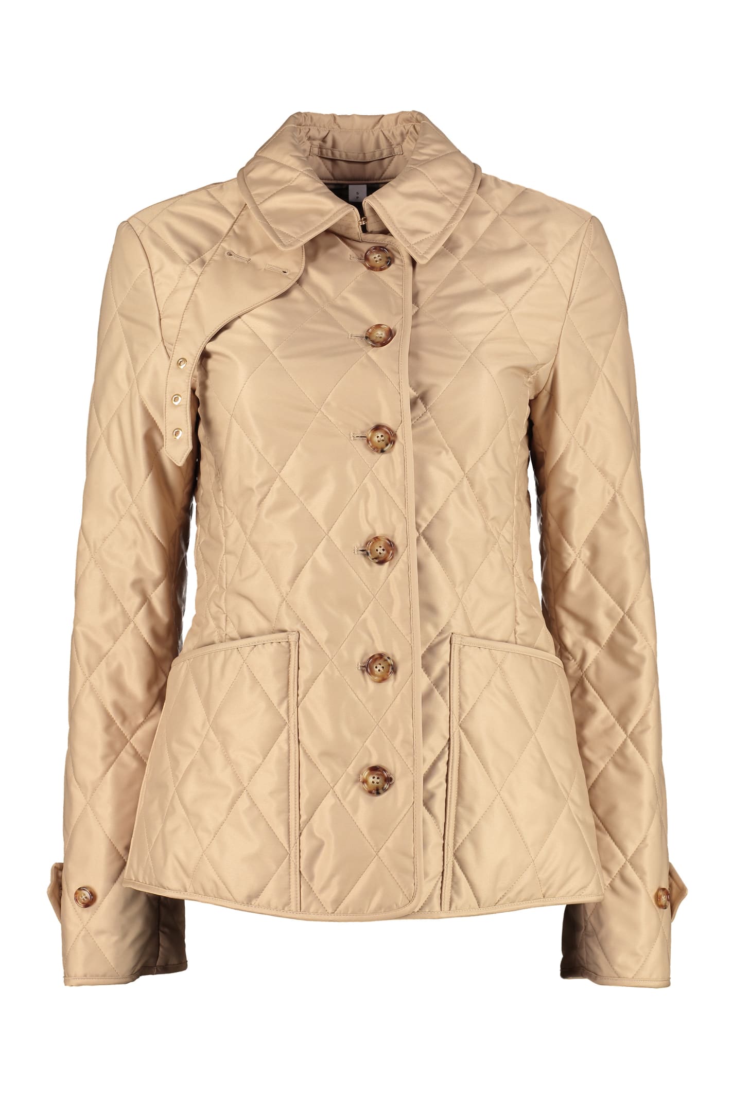 Burberry Quilted Jacket With Buttons In Beige