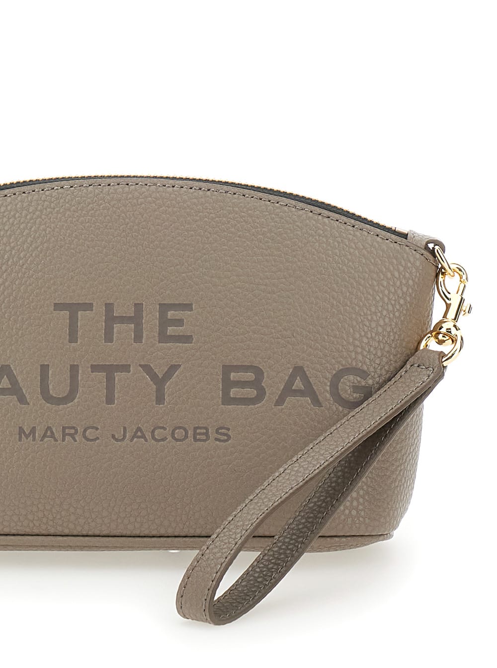 Marc Jacobs The Beauty Bag Grey Clutch Bag With Logo Print On The Front In Leather Woman In Gray