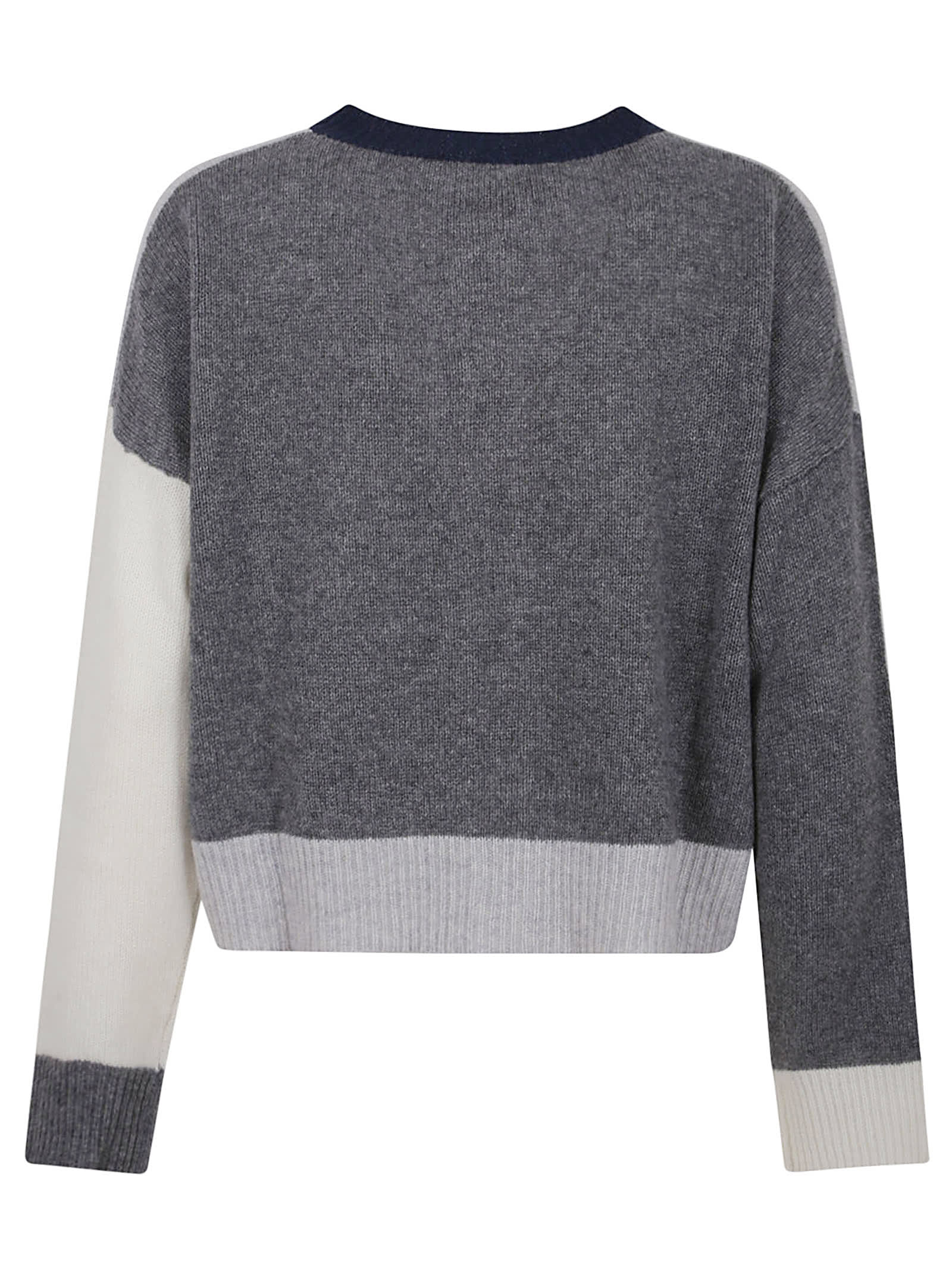 Marni Color-block Cashmere And Soft Calf Leather Cardigan In Sodium