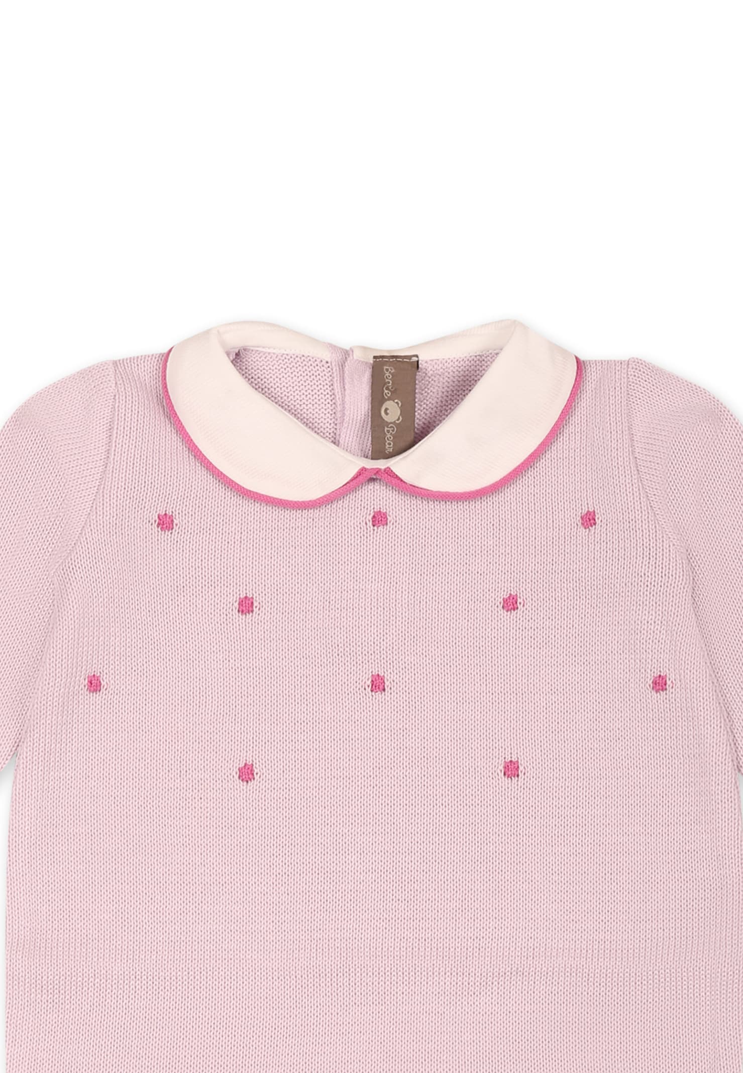 Little Bear Purple Babygrow For Baby Girl With Polka Dots In Violet