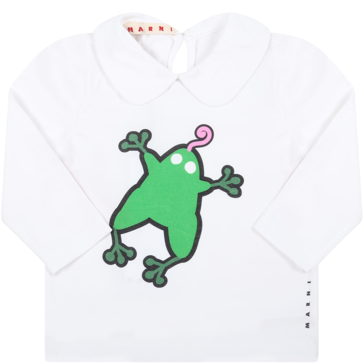 Marni White T-shirt For Baby Girl With Gecko