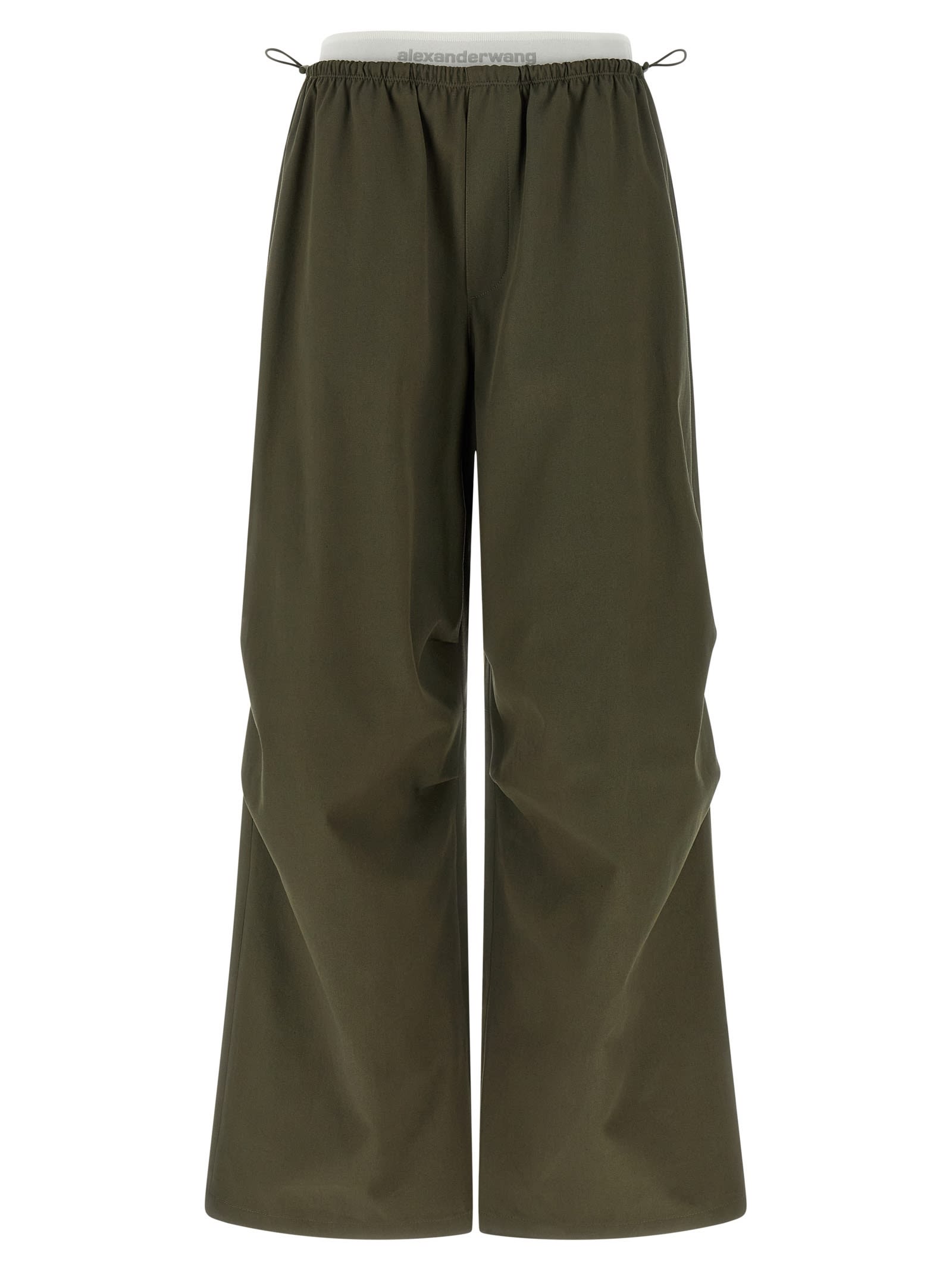 Alexander Wang Double Layer Waist Trousers In Green