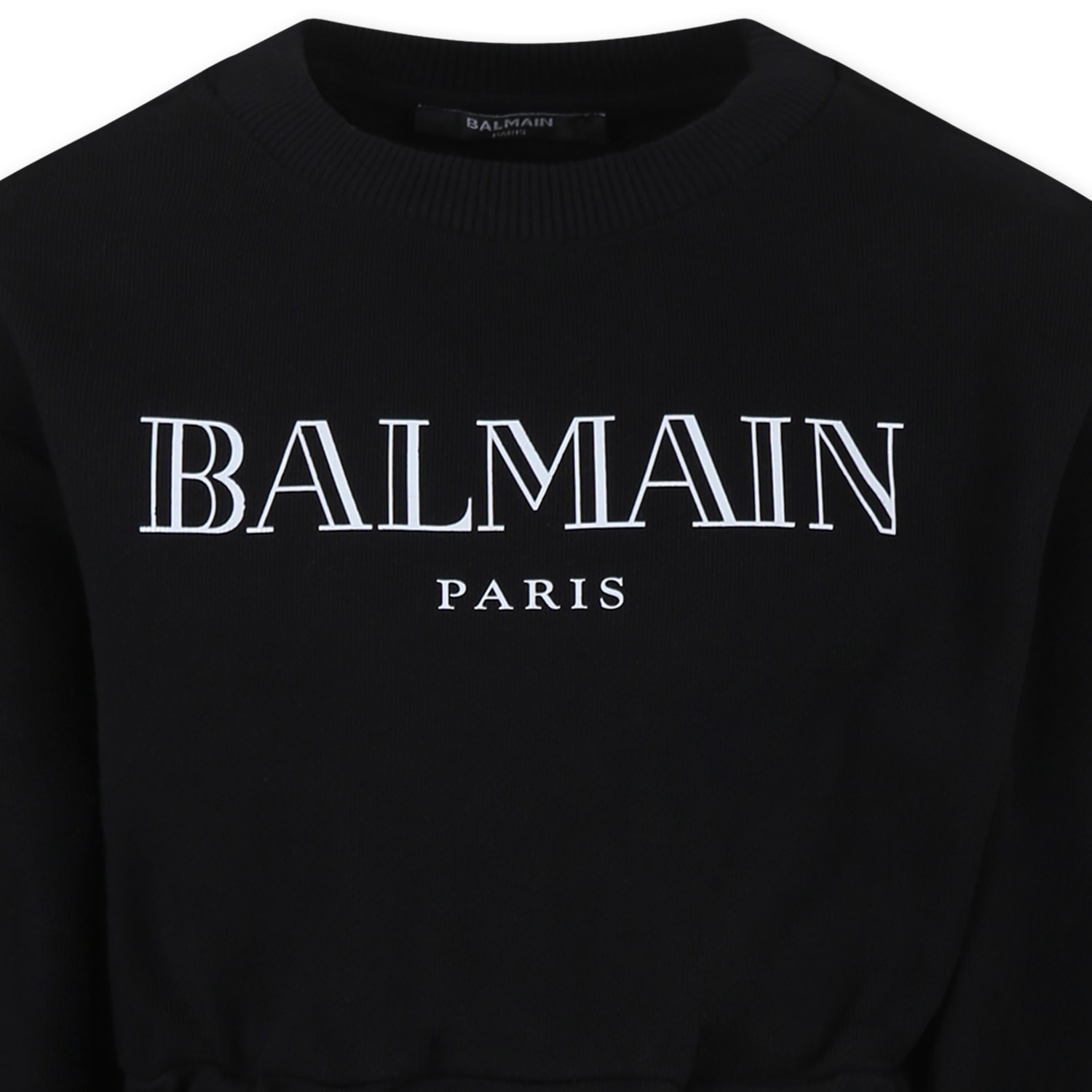 Balmain Black Dress For Girl With Logo In Black