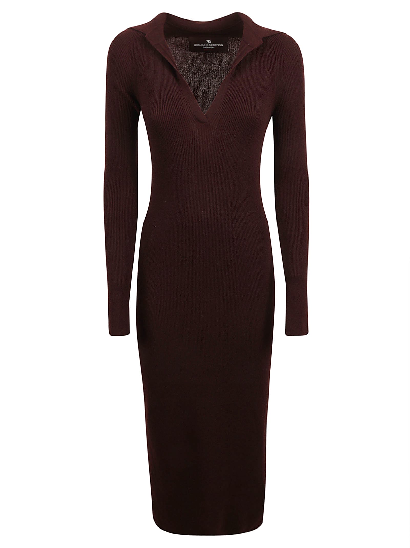 Shop Ermanno Scervino V-neck Knit Slim Dress In Mélange