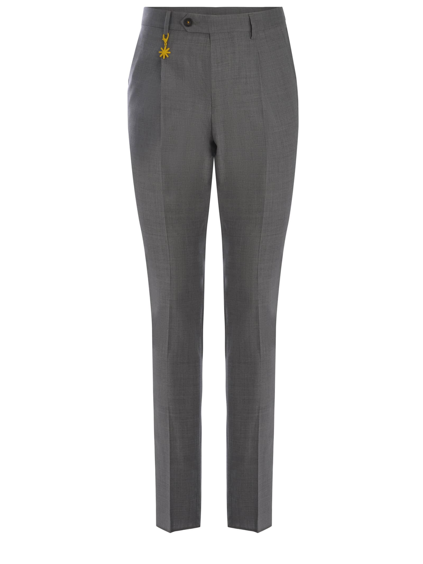 Shop Manuel Ritz Trousers  Made Of Wool Canvas In Grey