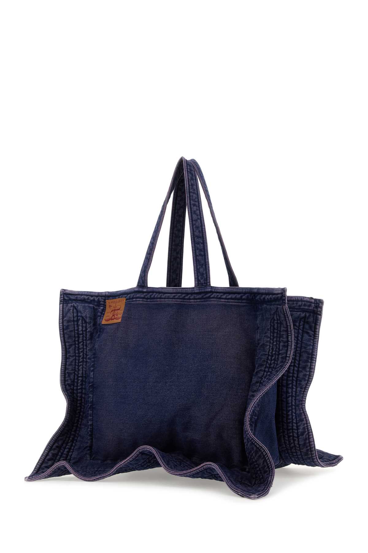 Y/project Purple Denim Shopping Bag In Purple Navy