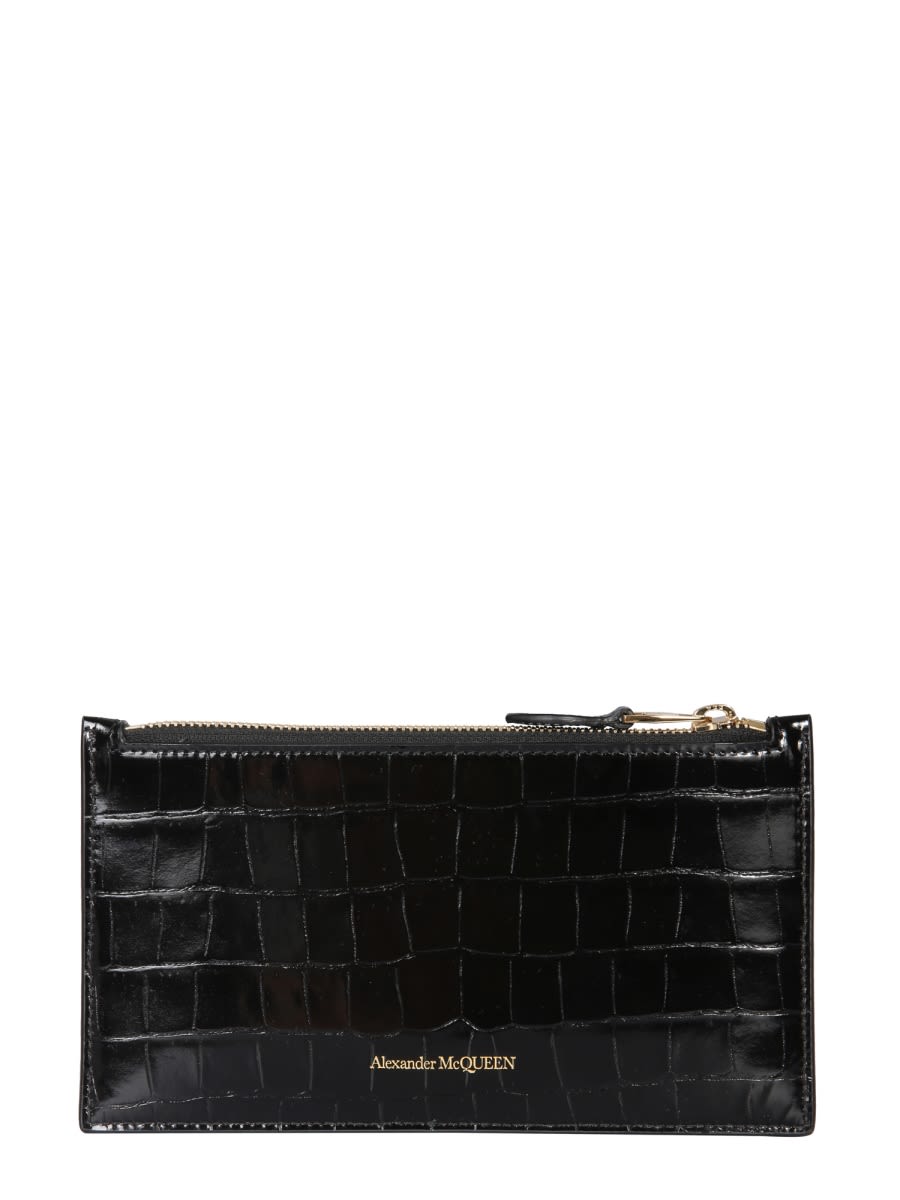 Shop Alexander Mcqueen Flat Wallet With Zipper In Black