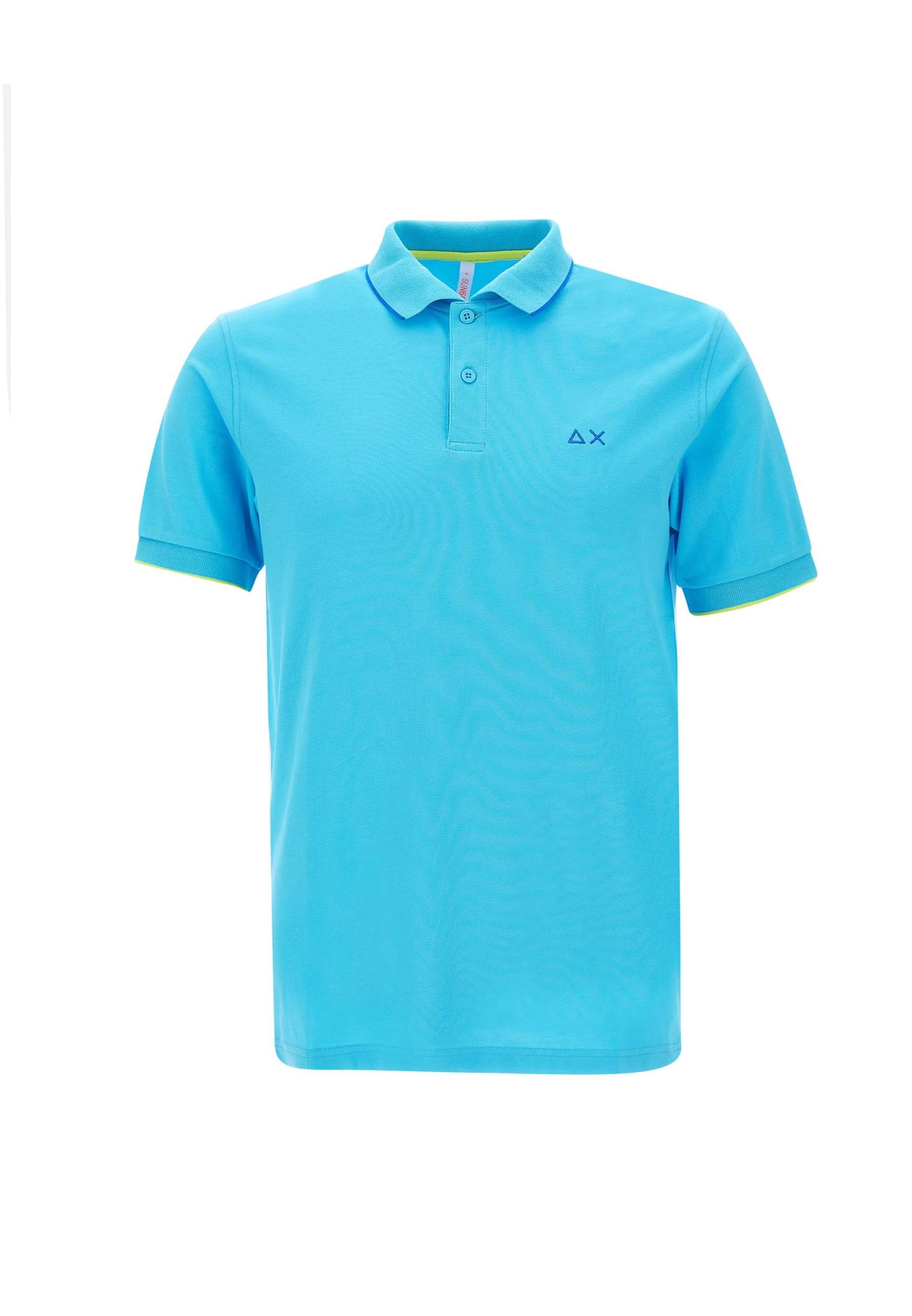 Shop Sun 68 Small Stripe Polo Shirt Cotton In Light Blue