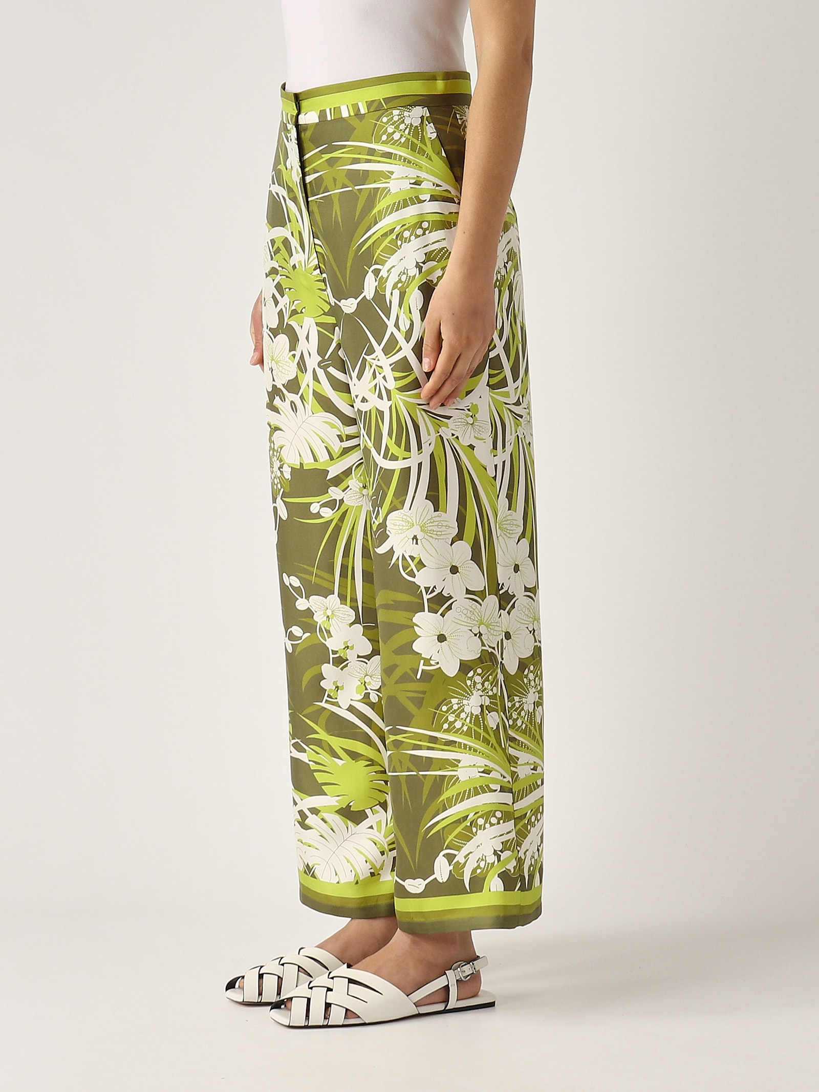 Max Mara Studio Pants Woman Kaki In Lime