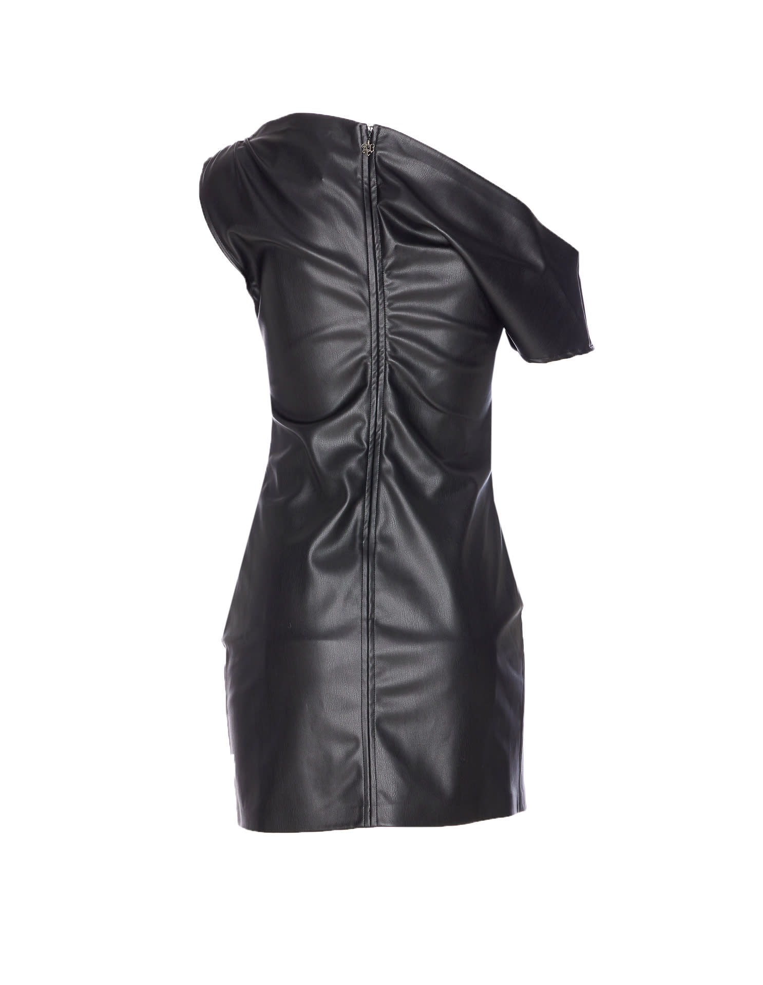 Aniye By Asymmetric Leather-effect Dress In Black