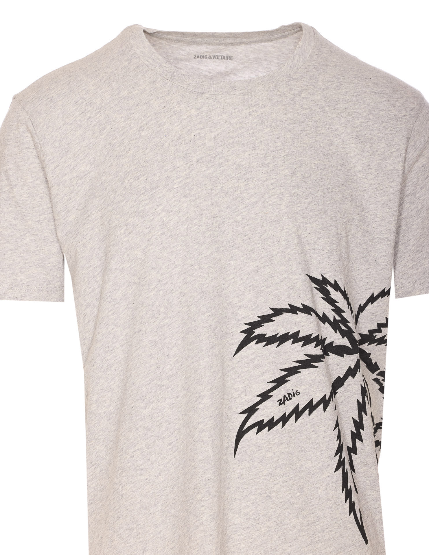 Zadig & Voltaire Palm Print Crew Neck T-shirt In Grey