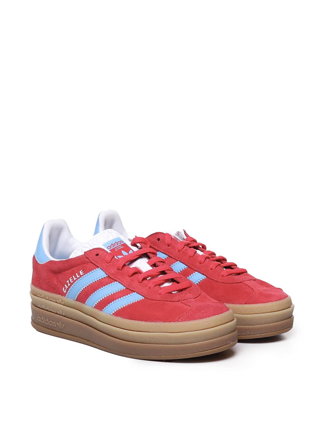 Shop Adidas Originals Gazelle Bold Sneakers In Active Pink/semi Blue/ftwwht