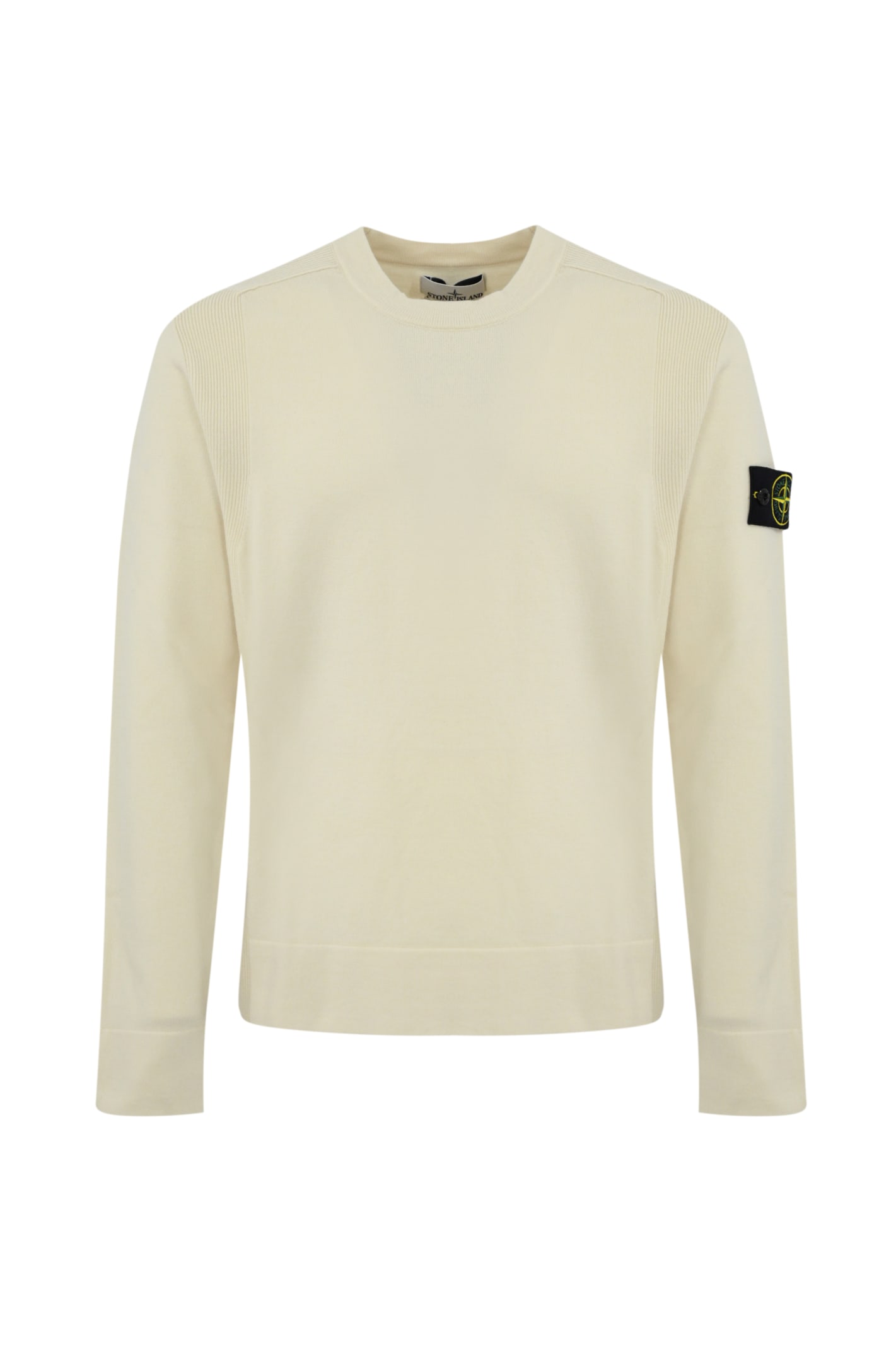 Shop Stone Island 526a1 Stretch Wool Sweater In Plaster