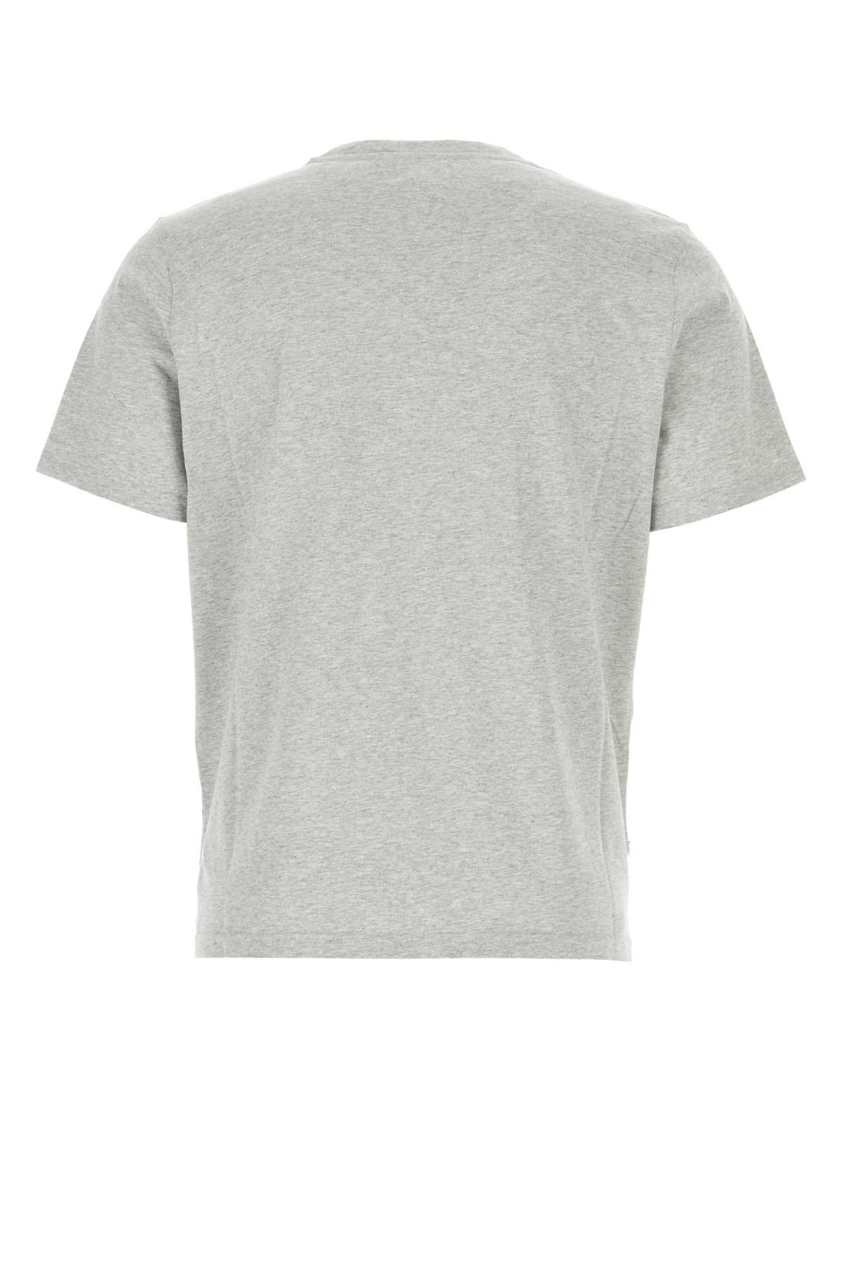 Shop Autry Melange Grey Cotton T-shirt In 502m