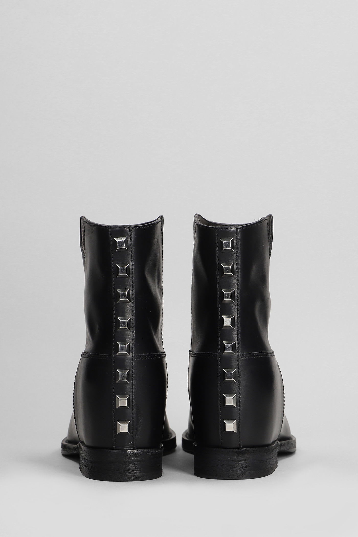 Via Roma 15 Ankle Boots Inside Wedge In Black Leather In Multi