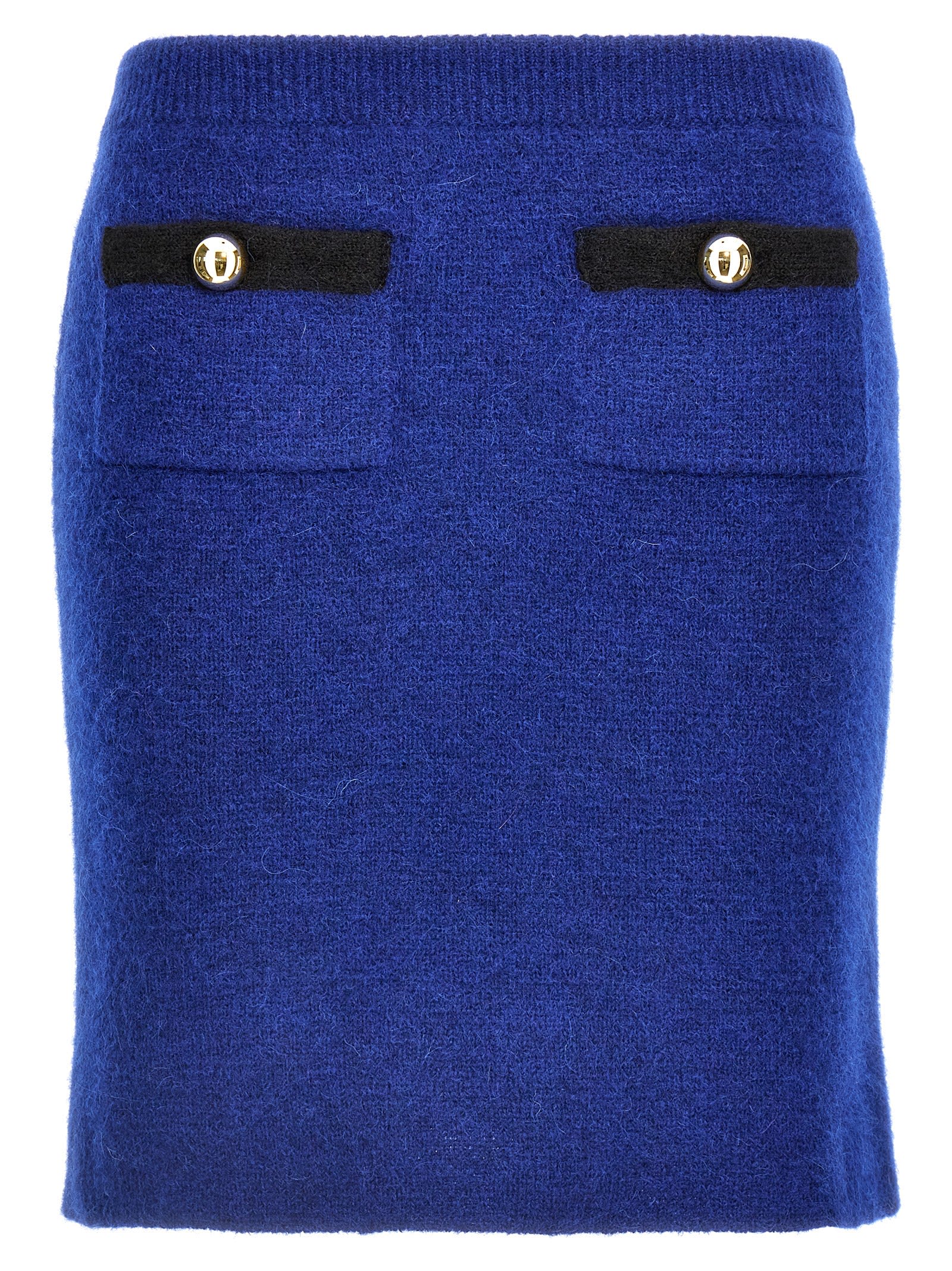 Shop Alessandra Rich Alpaca Mini Skirt In Blue