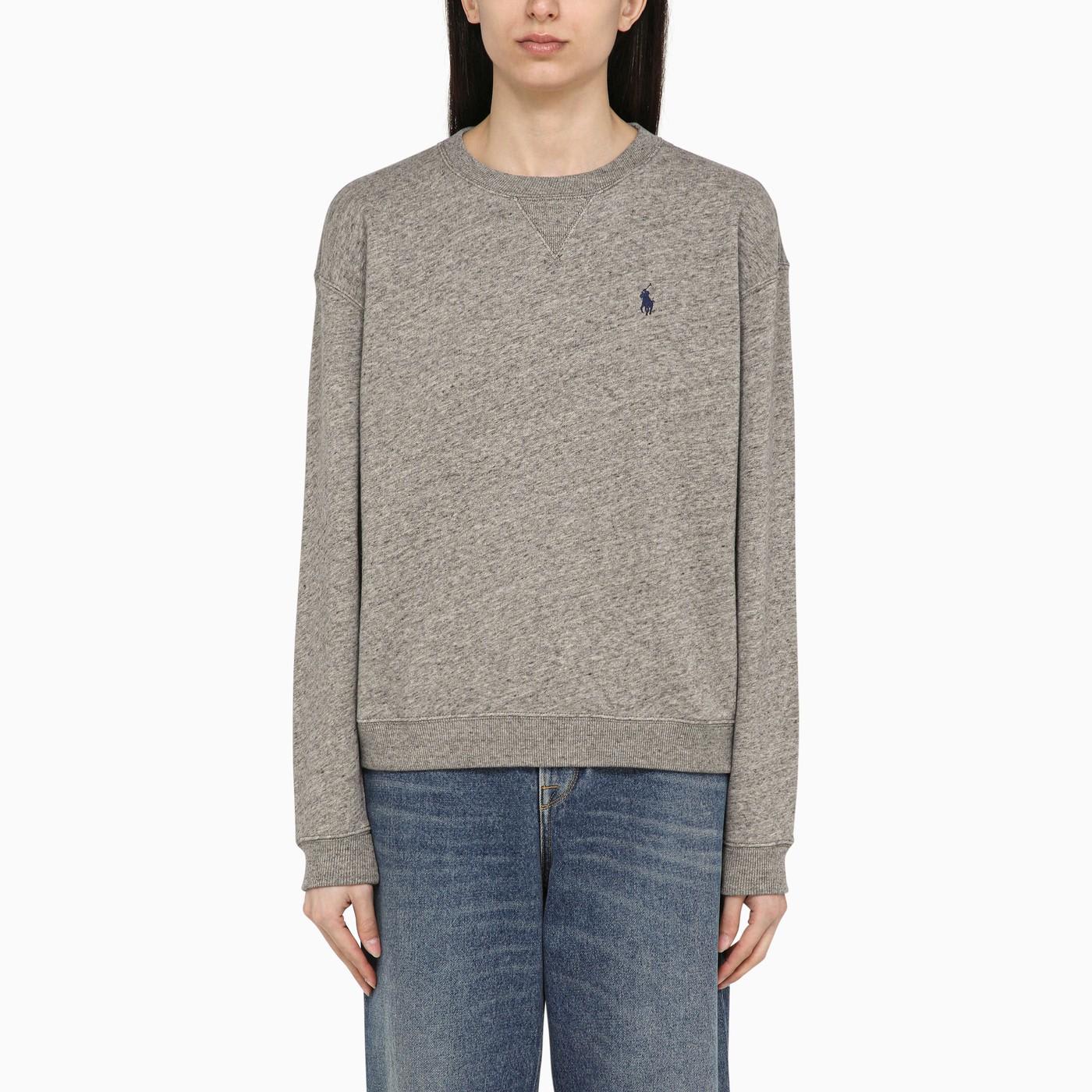 Dark Grey Cotton Crew-neck Sweatshirt