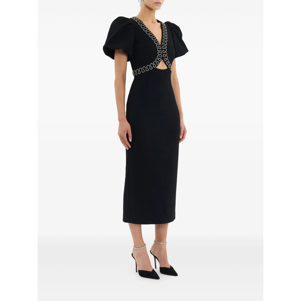 Rebecca Vallance Nyx Crystal-embellished Cutout Crepe Midi Dress In Black