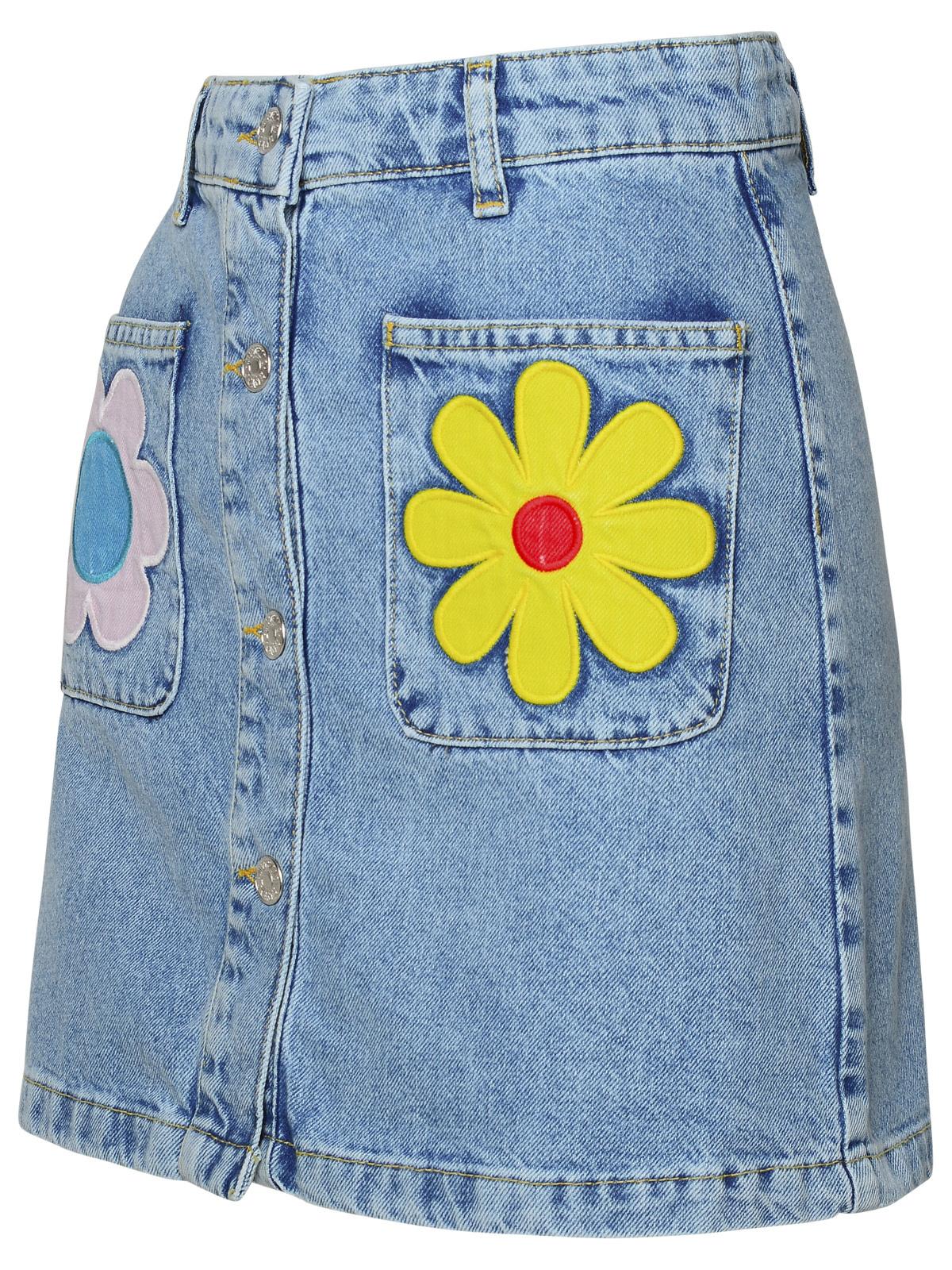 Shop M05ch1n0 Jeans Blue Denim Skirt In Light Blue