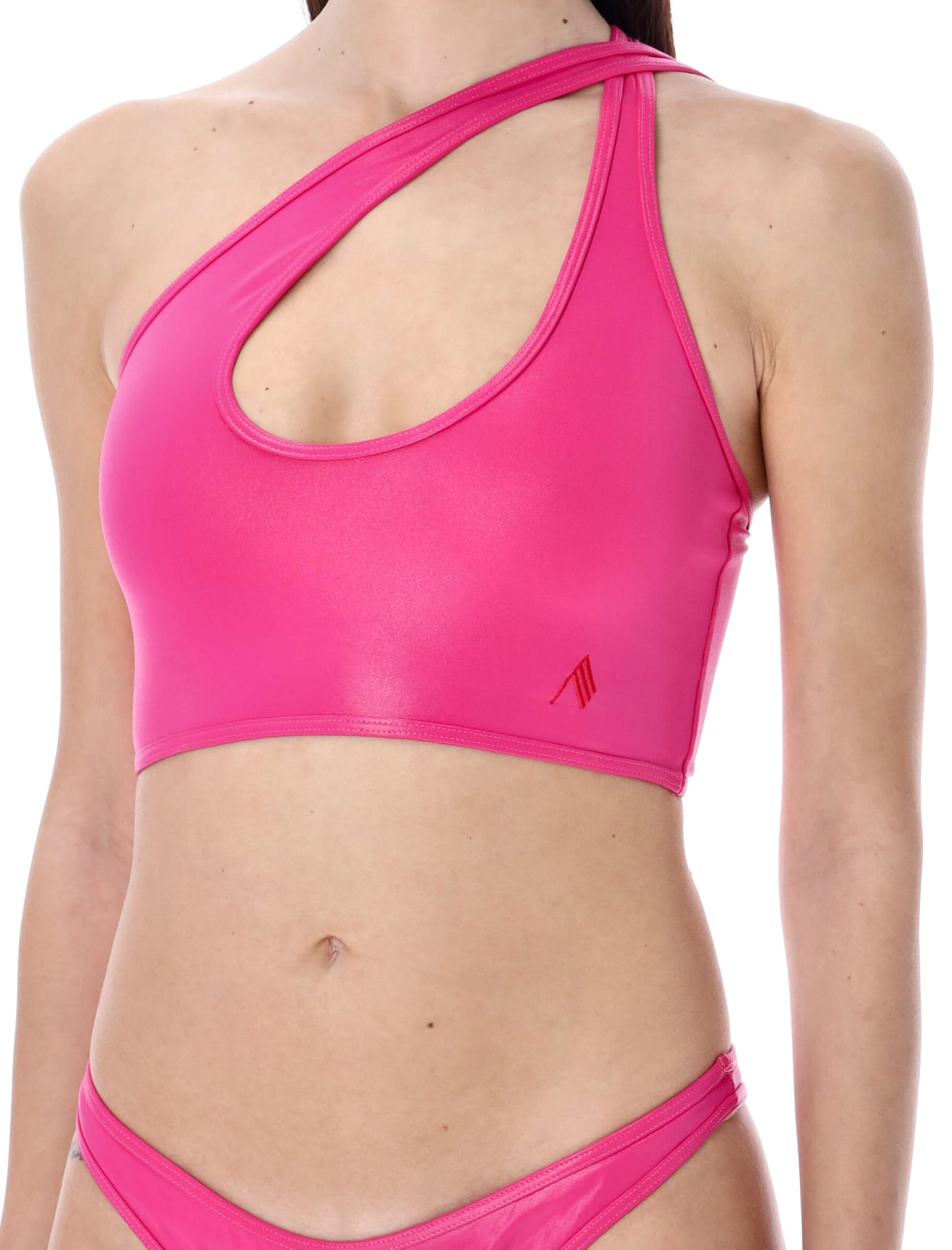 Shop Attico Crossover-strap Bikini Set With Embroidered Logo In Technical Fabric In 8