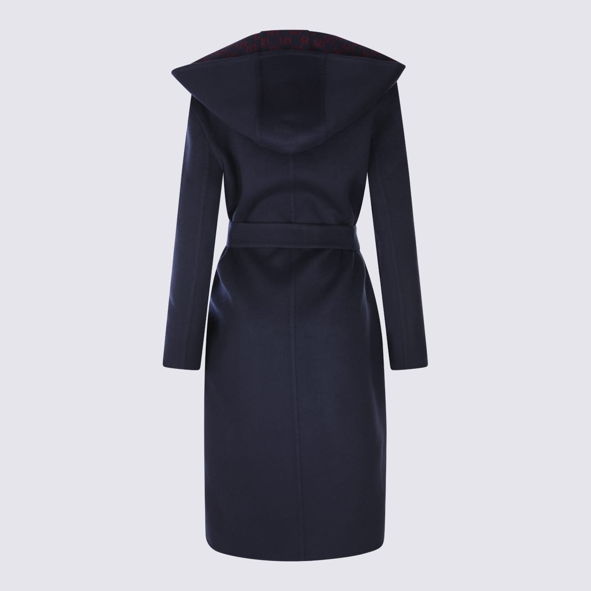 Gucci Navy Blue Wool Blend Reversible Coat In Black