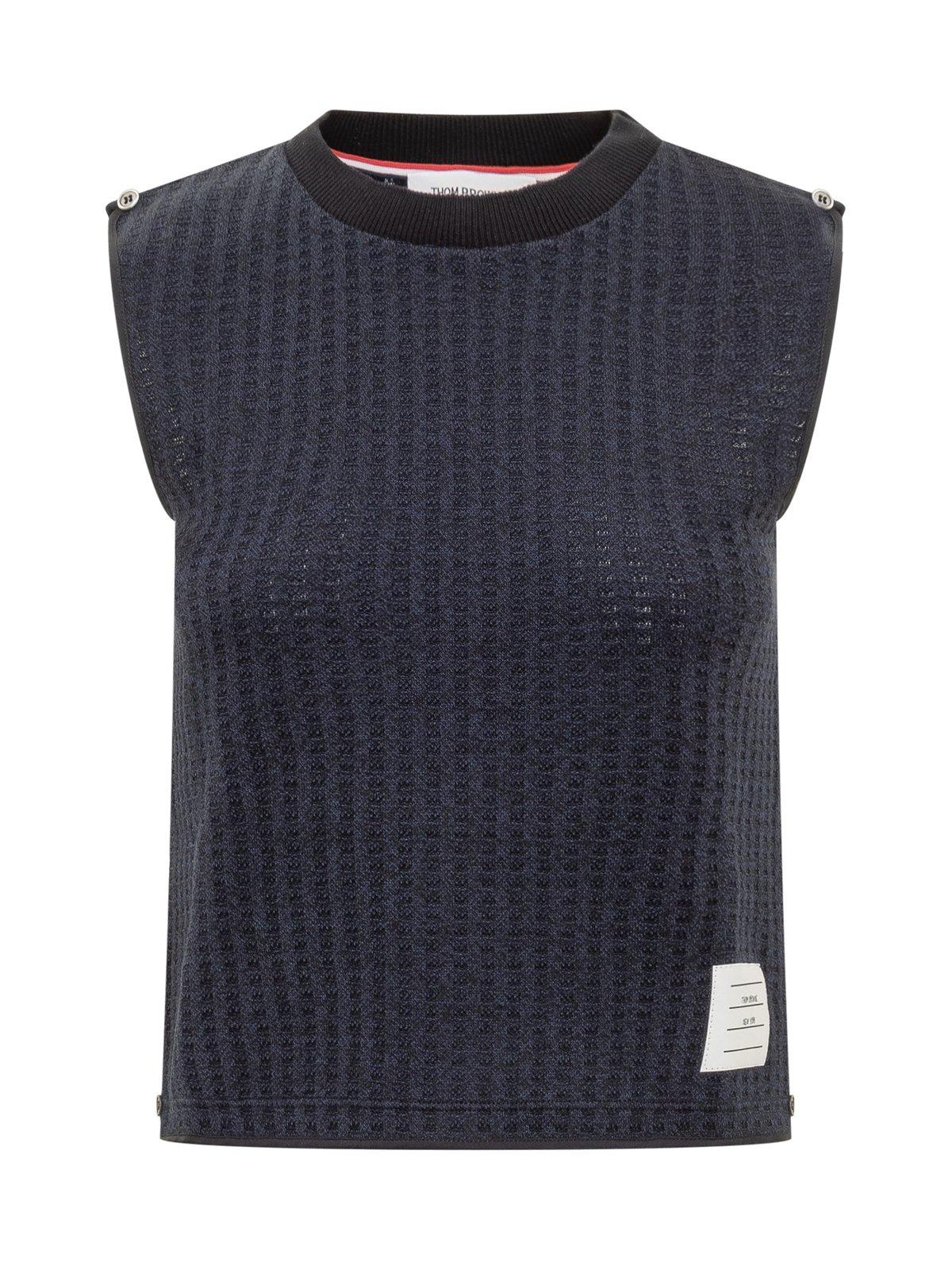 THOM BROWNE LOGO PATCH KNITTED TOP