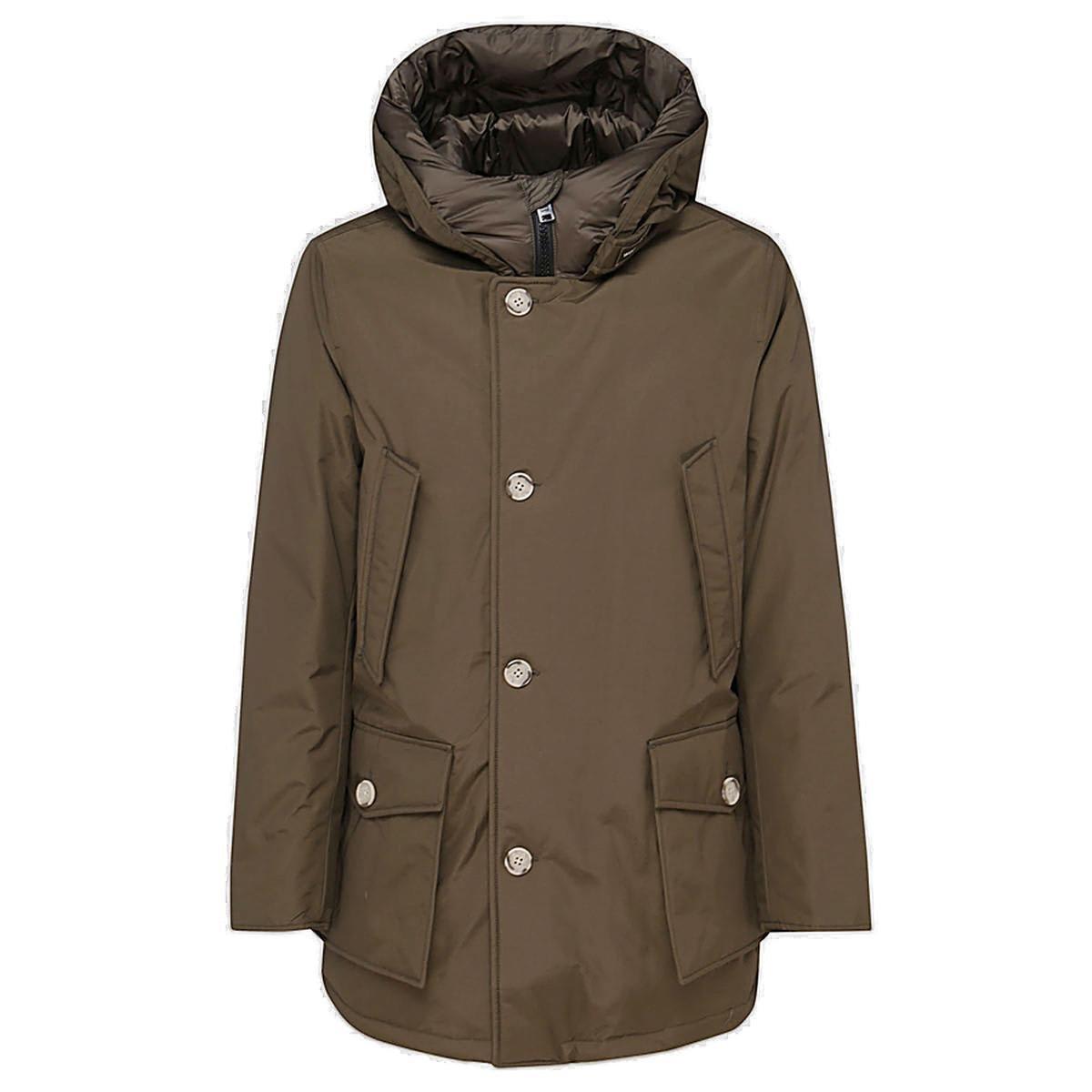 Shop Woolrich Arctic Hooded Down Coat In Dag Dark Green