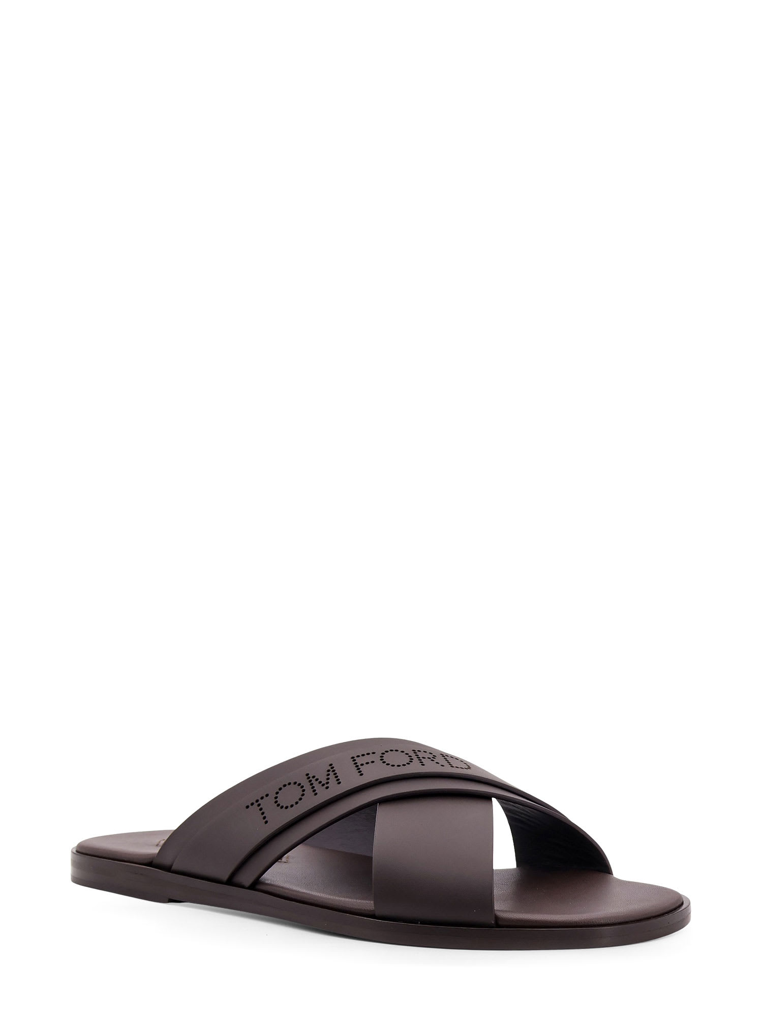 Tom Ford Mens Preston Crossover-strap Leather Sandals Dark Brow In Brown
