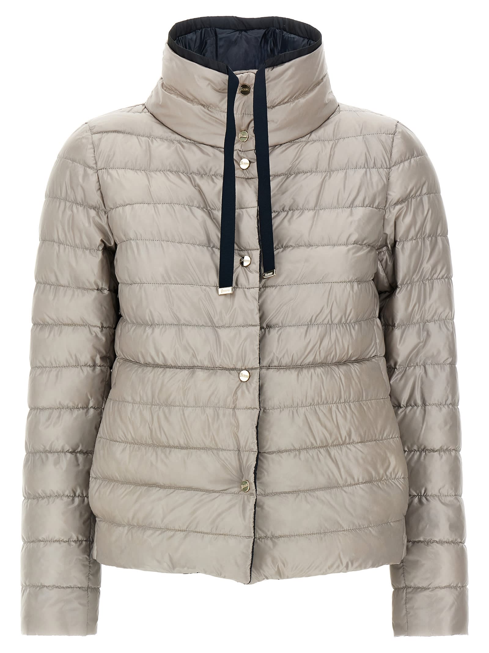 Herno Funnel Neck Reversible Puffer Jacket In Multicolor