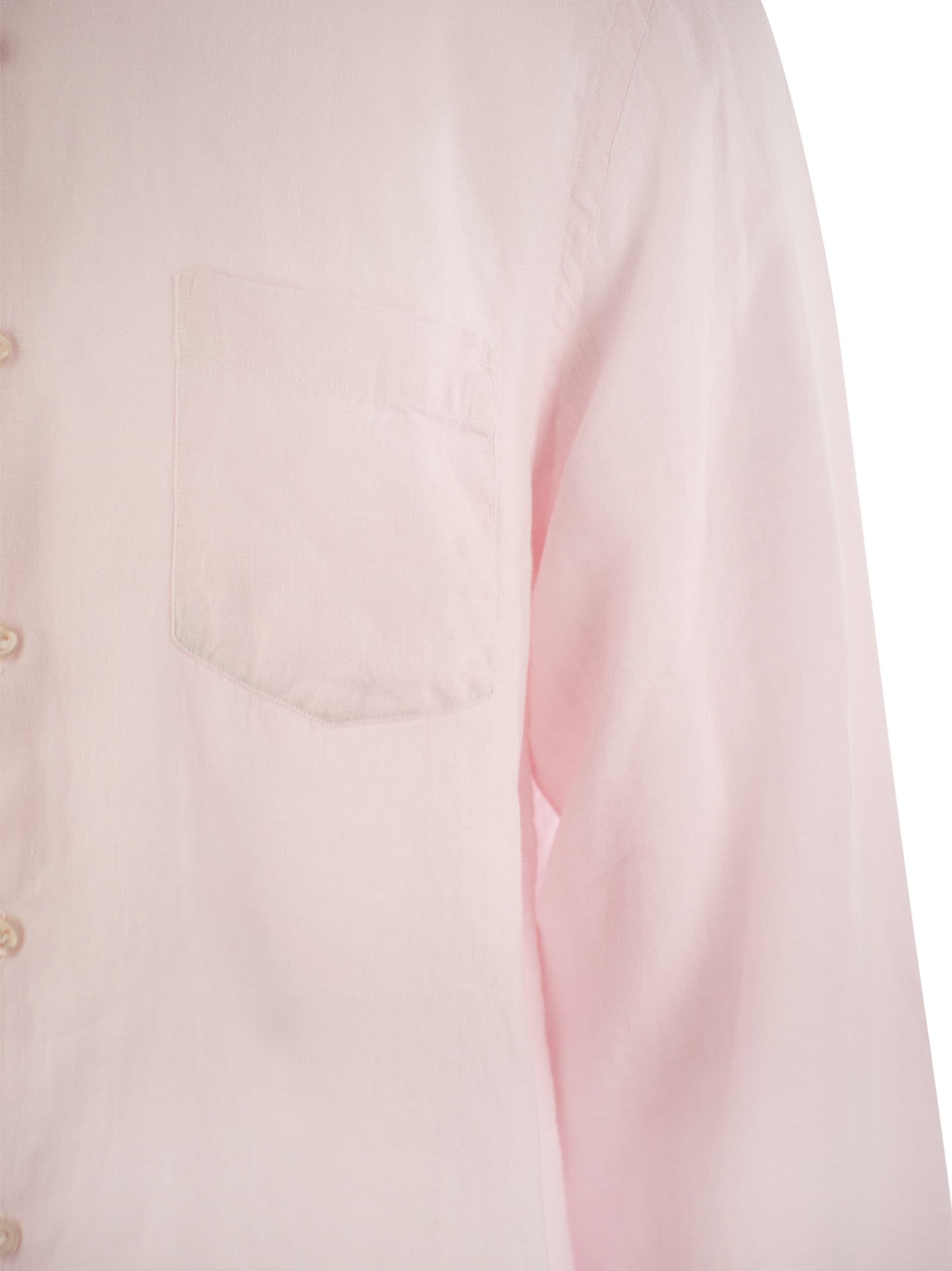 Shop Vilebrequin Long-sleeved Linen Shirt In Pink