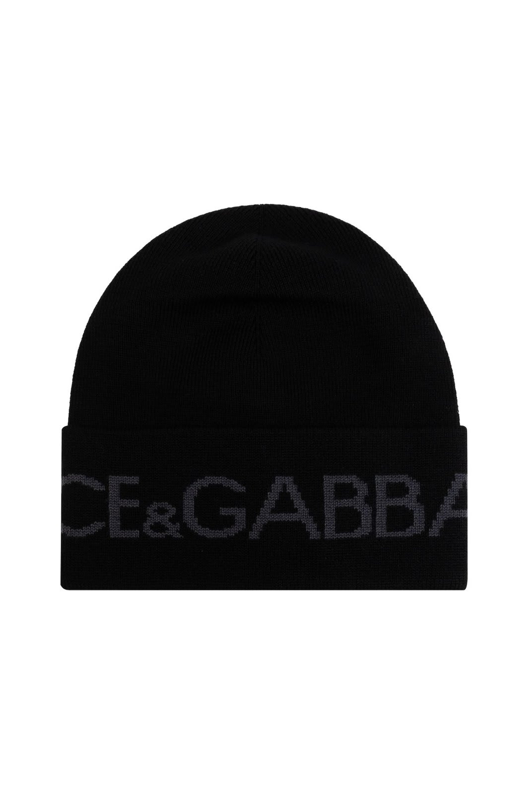 Shop Dolce & Gabbana Logo Intarsia Knitted Beanie In Nero