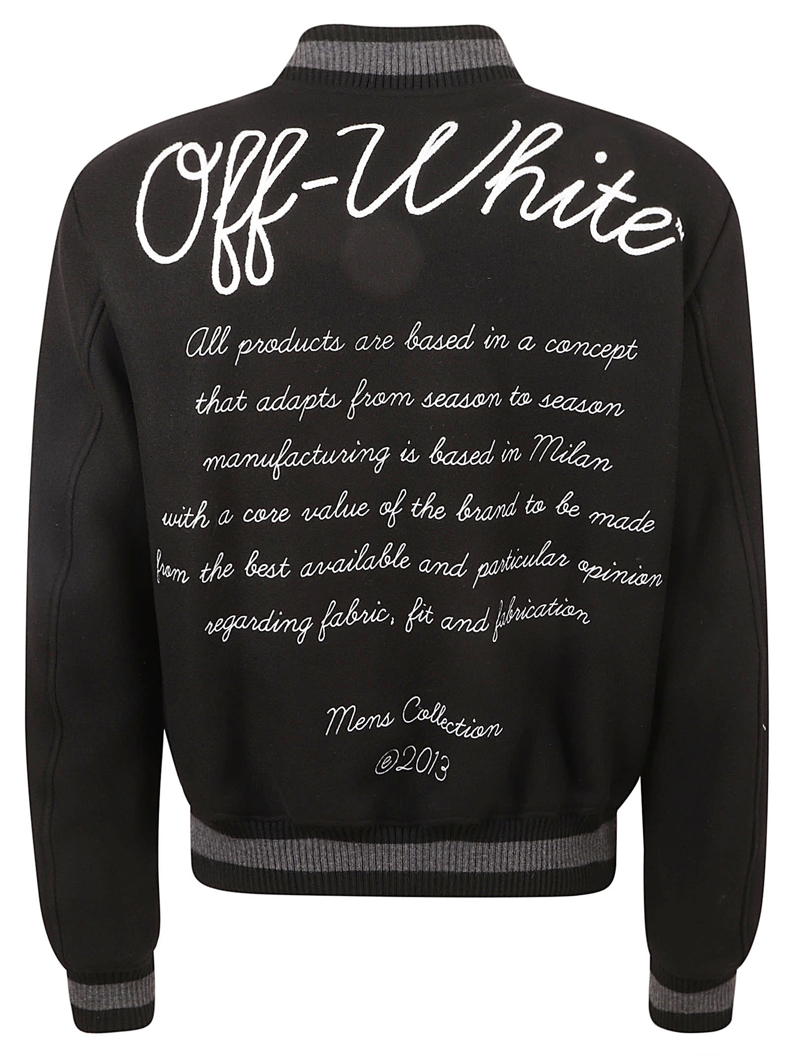 Shop Off-white Wool Varsity Bomber In Black/white