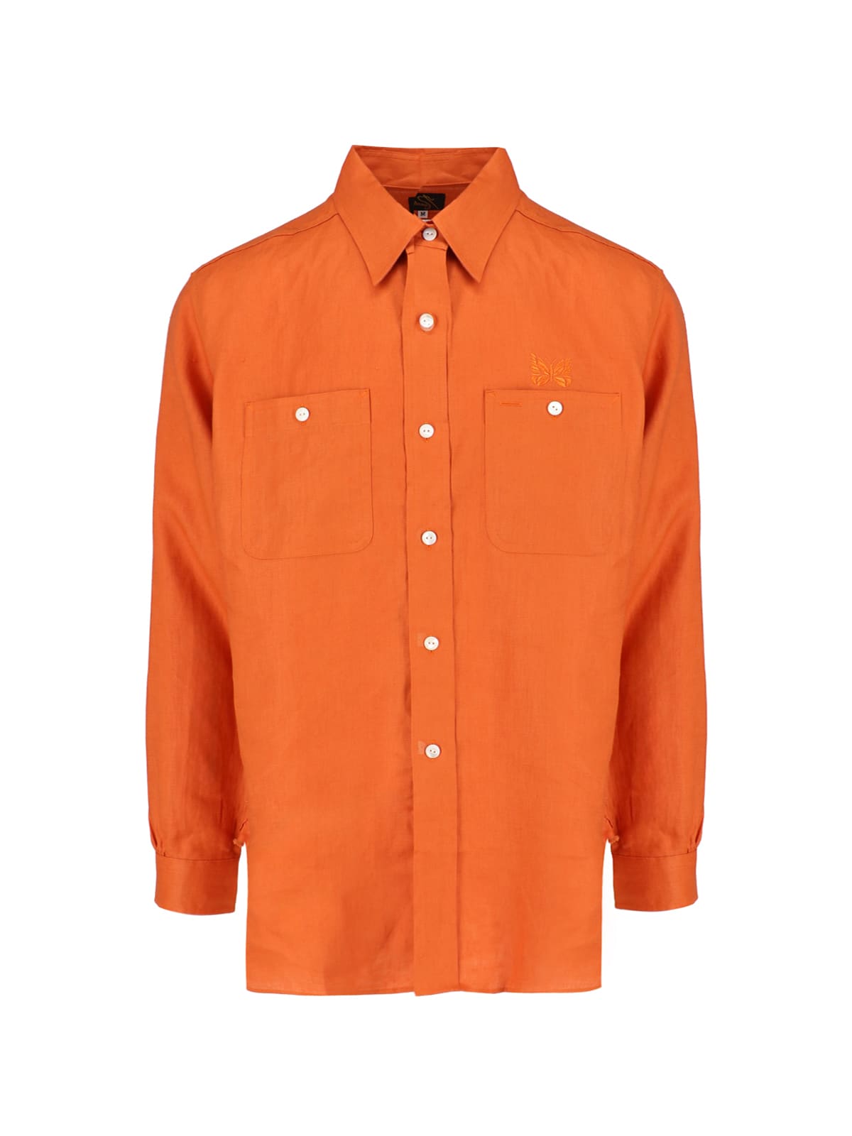 Shop Needles Work Shirt Linen Shirt In Orange