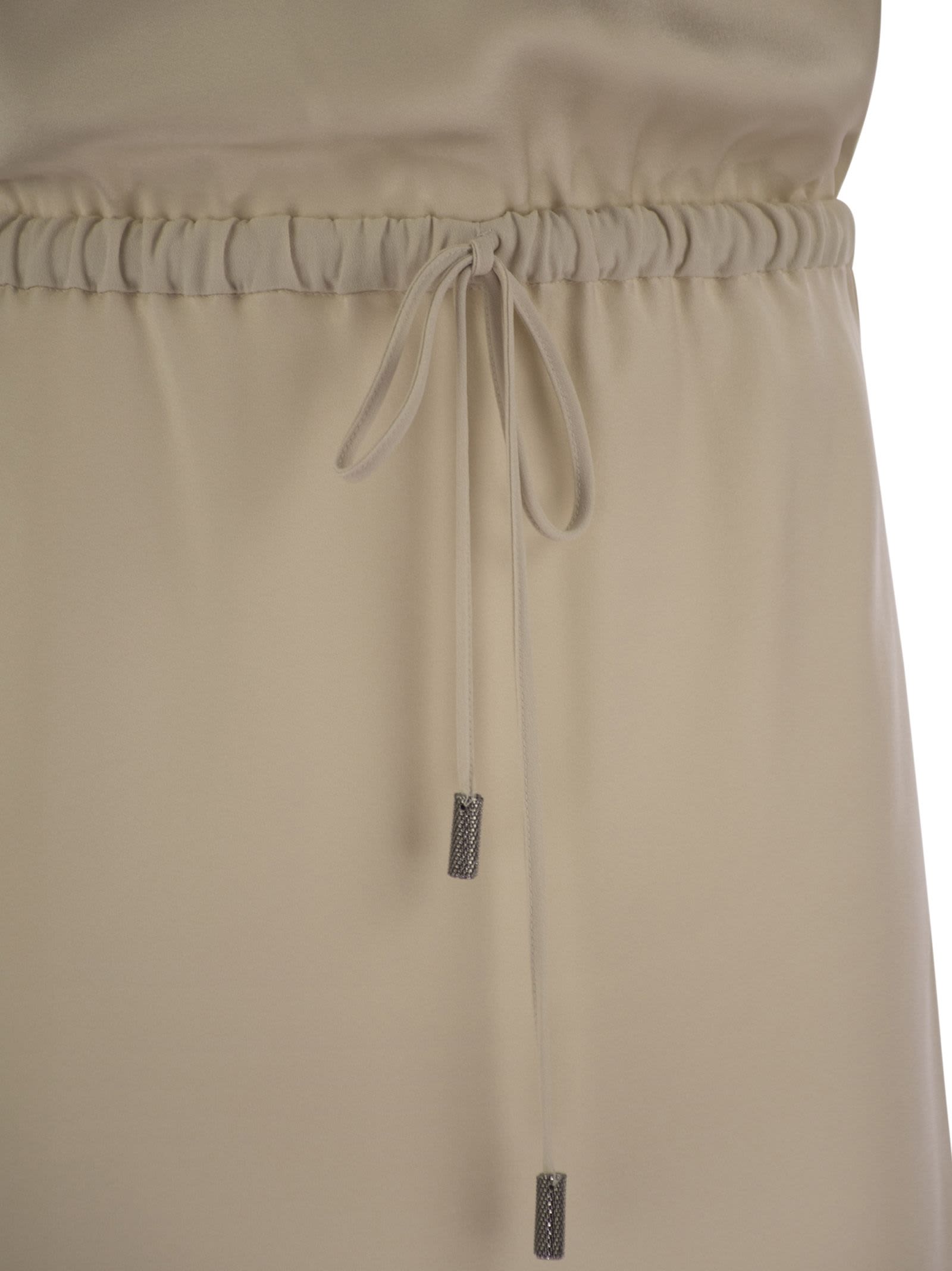 Shop Brunello Cucinelli Fluid Satin Cady Twill Dress In Butter