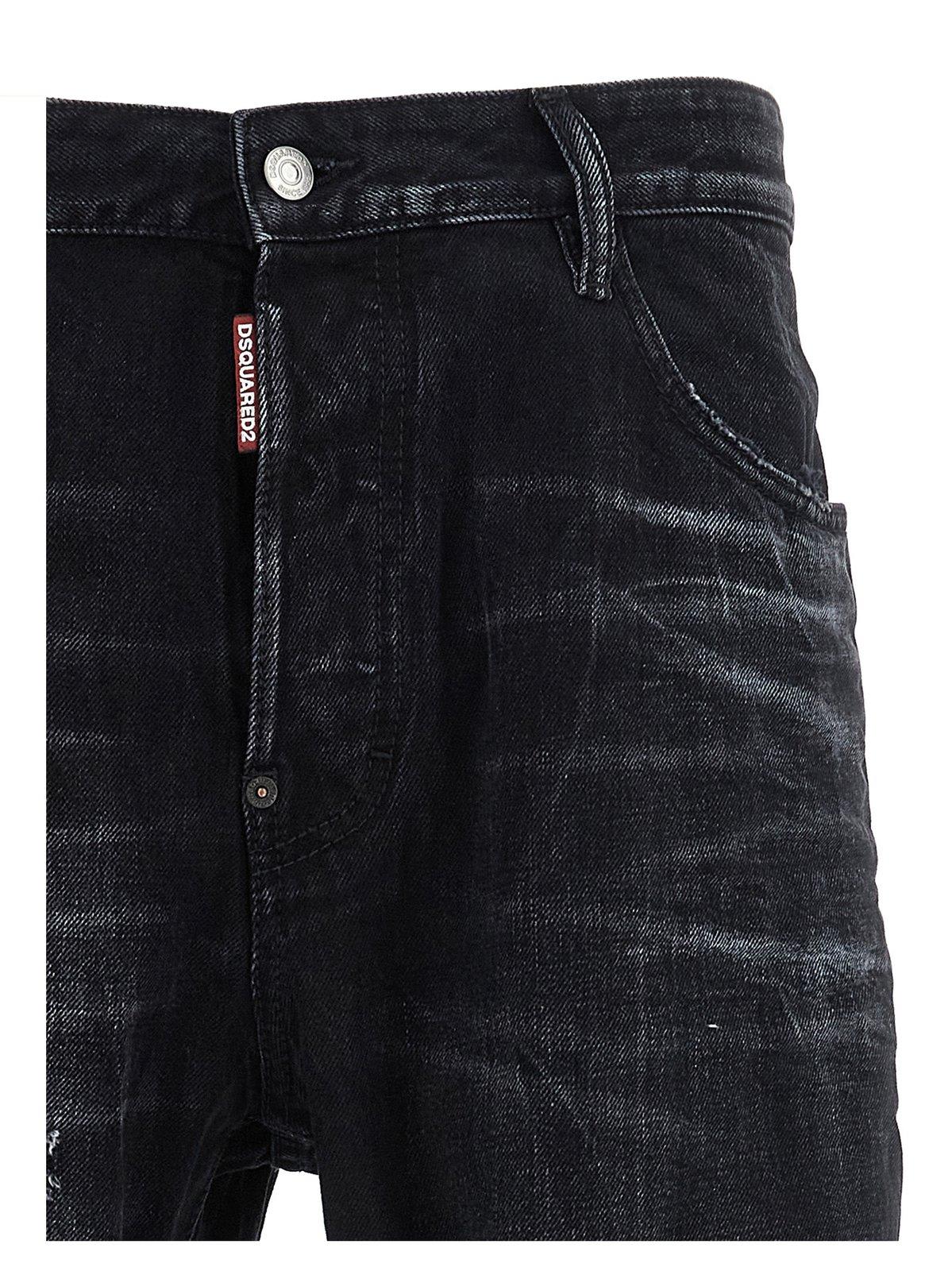 Shop Dsquared2 Distressed Straight-leg Jeans In Black