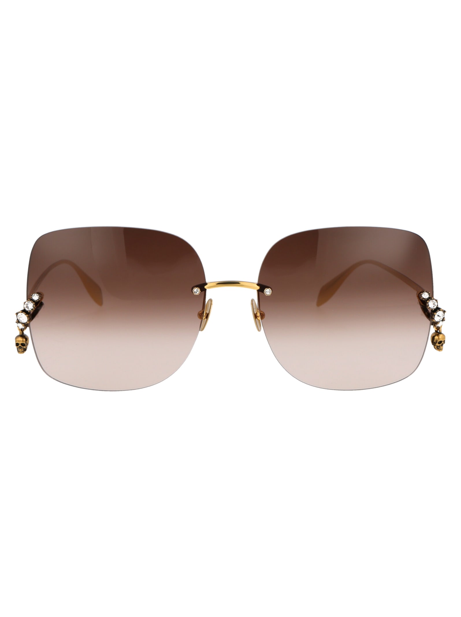 Shop Alexander Mcqueen Am0390s Sunglasses In 002 Gold Gold Brown