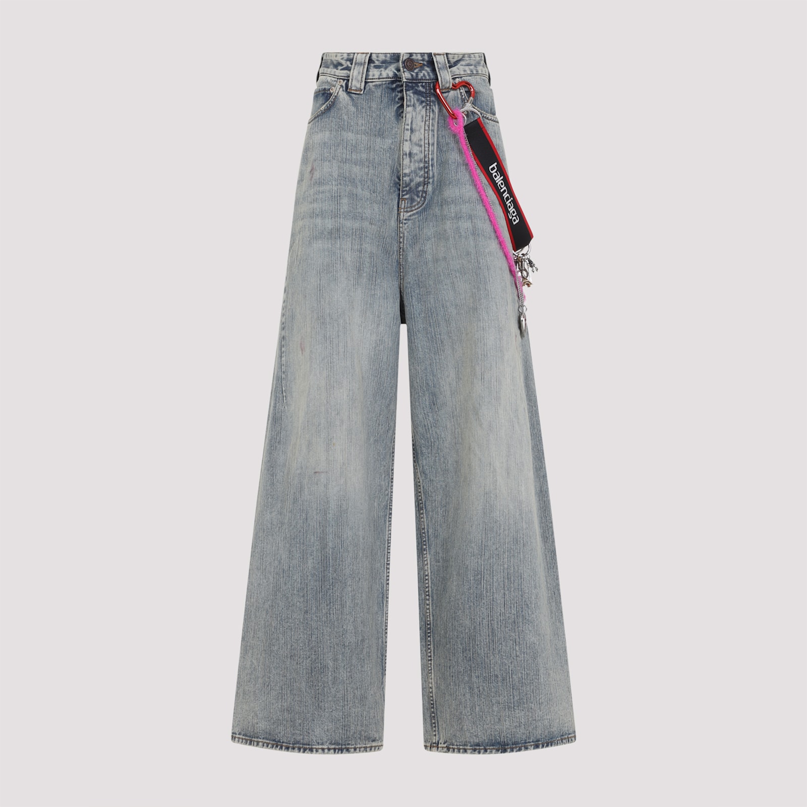 Balenciaga Women Blue Denim Charms Baggy Jeans In Blue
