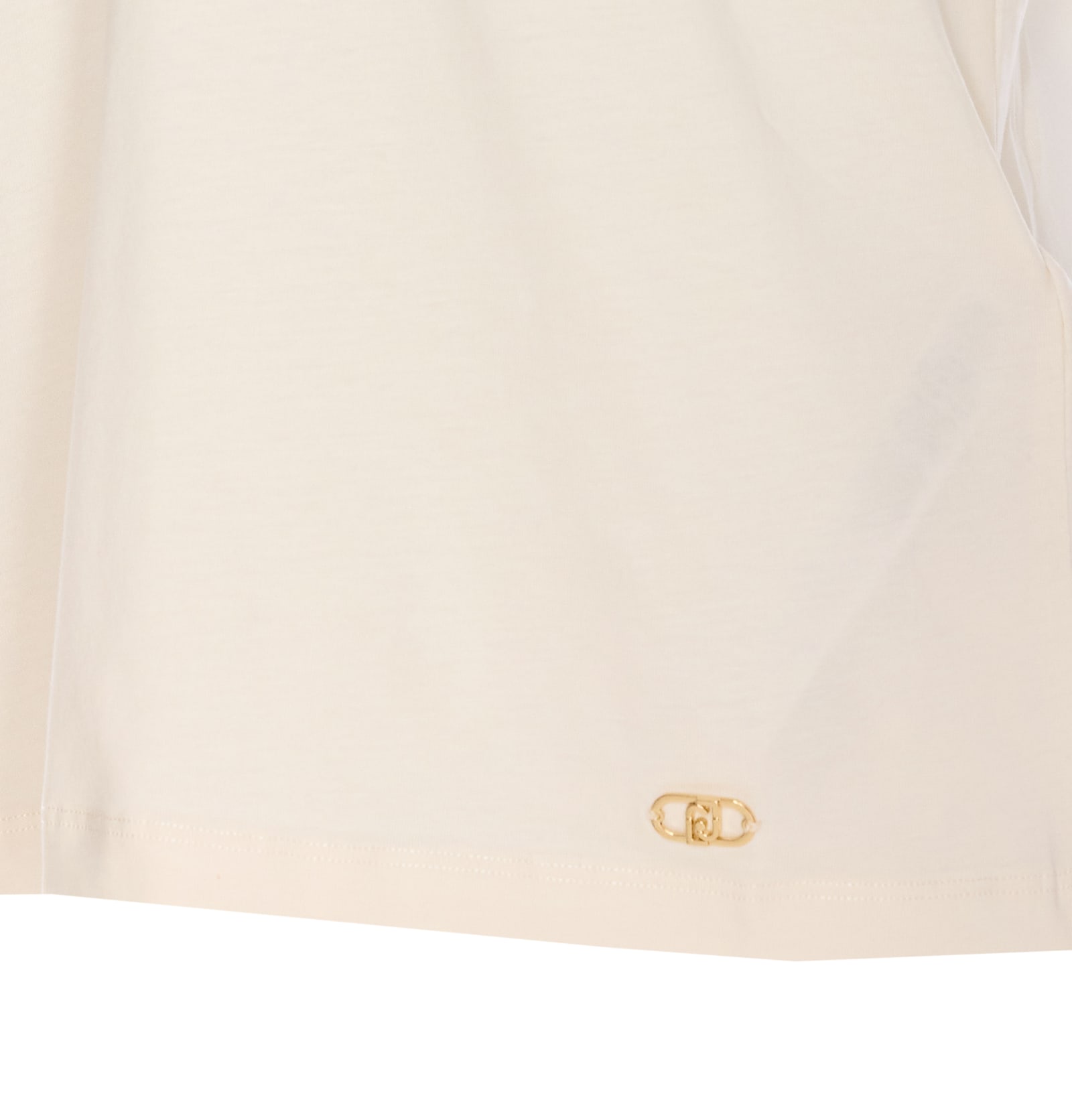 Liu •jo Embellished V-neck Studs Detail Short Sleeve Top In White