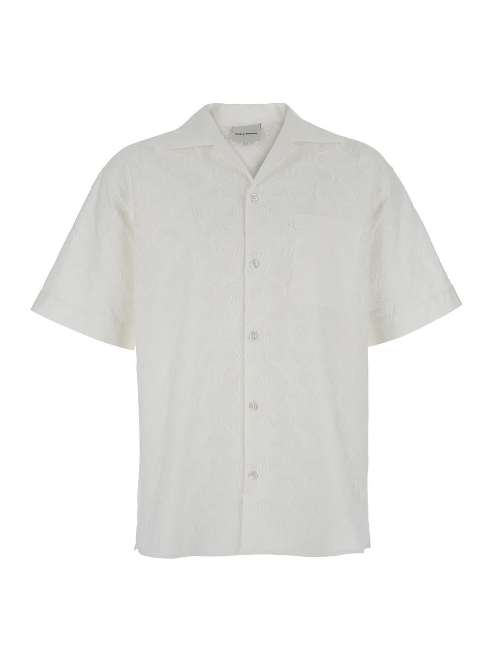 la Chemise Brodée Tapisserie White Bowling Shirt With Cuban Collar And Logo Patch On The Rear In Cotton Blend Man